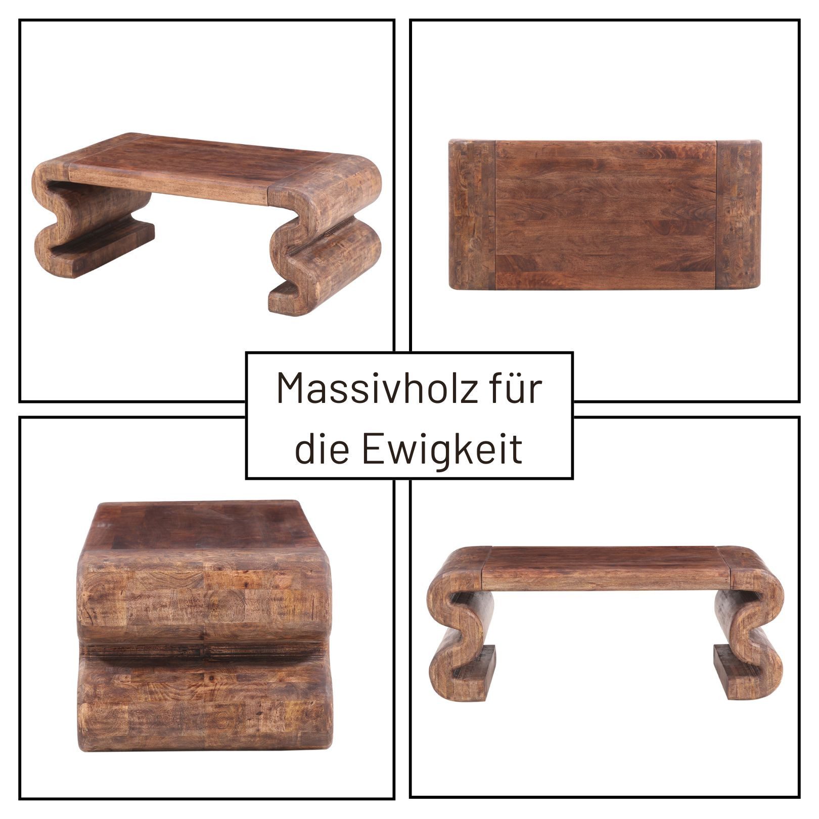 Marrakesch Orient & Mediterran Interior Couchtisch Couchtisch Adelfia 120x58 cm aus massivem Mangoholz im Retro-Design (1-St), Handarbeit