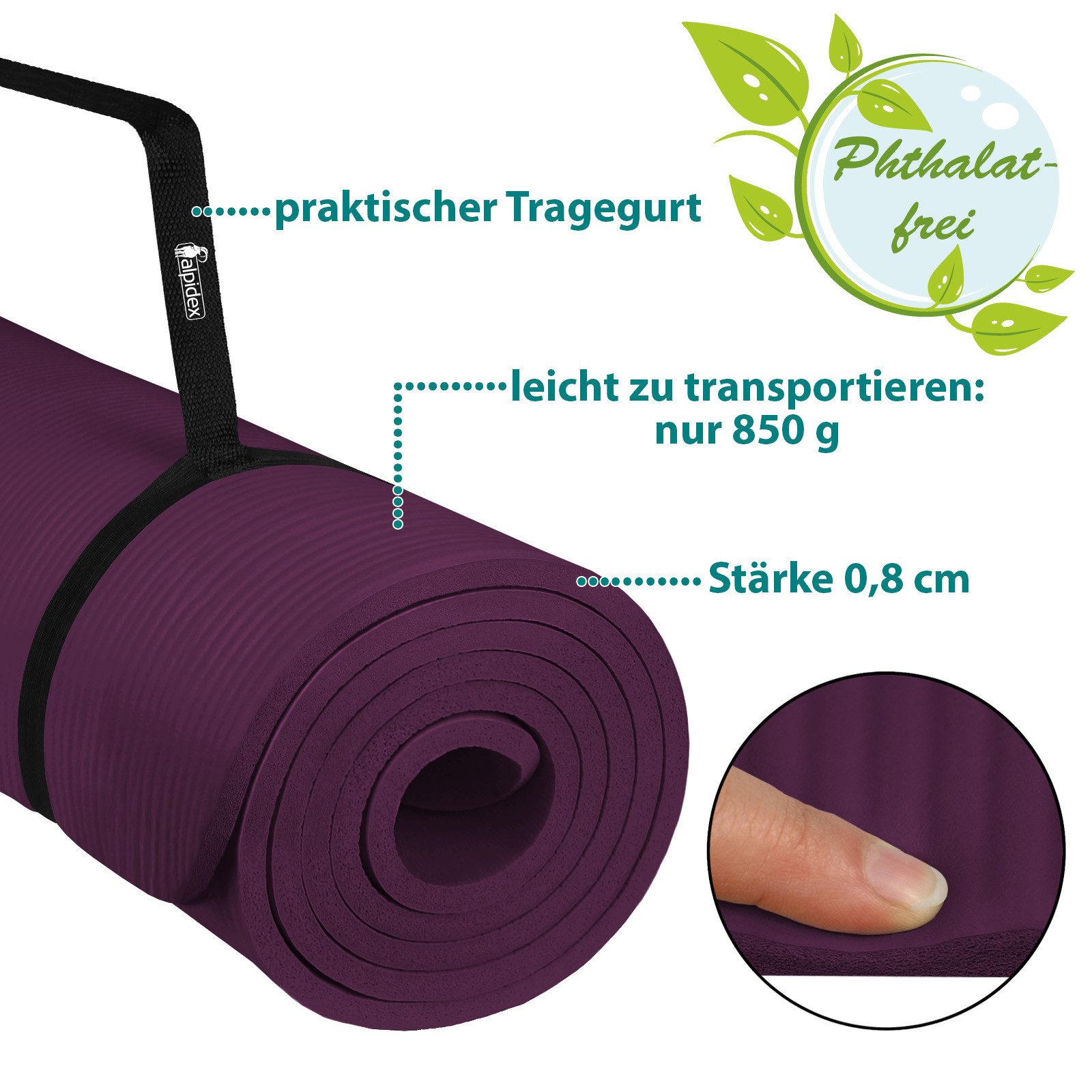 ALPIDEX Yogamatte ALPIDEX Yogamatte 183 x 60 x 0.8 cm – Bild 5 von 5
