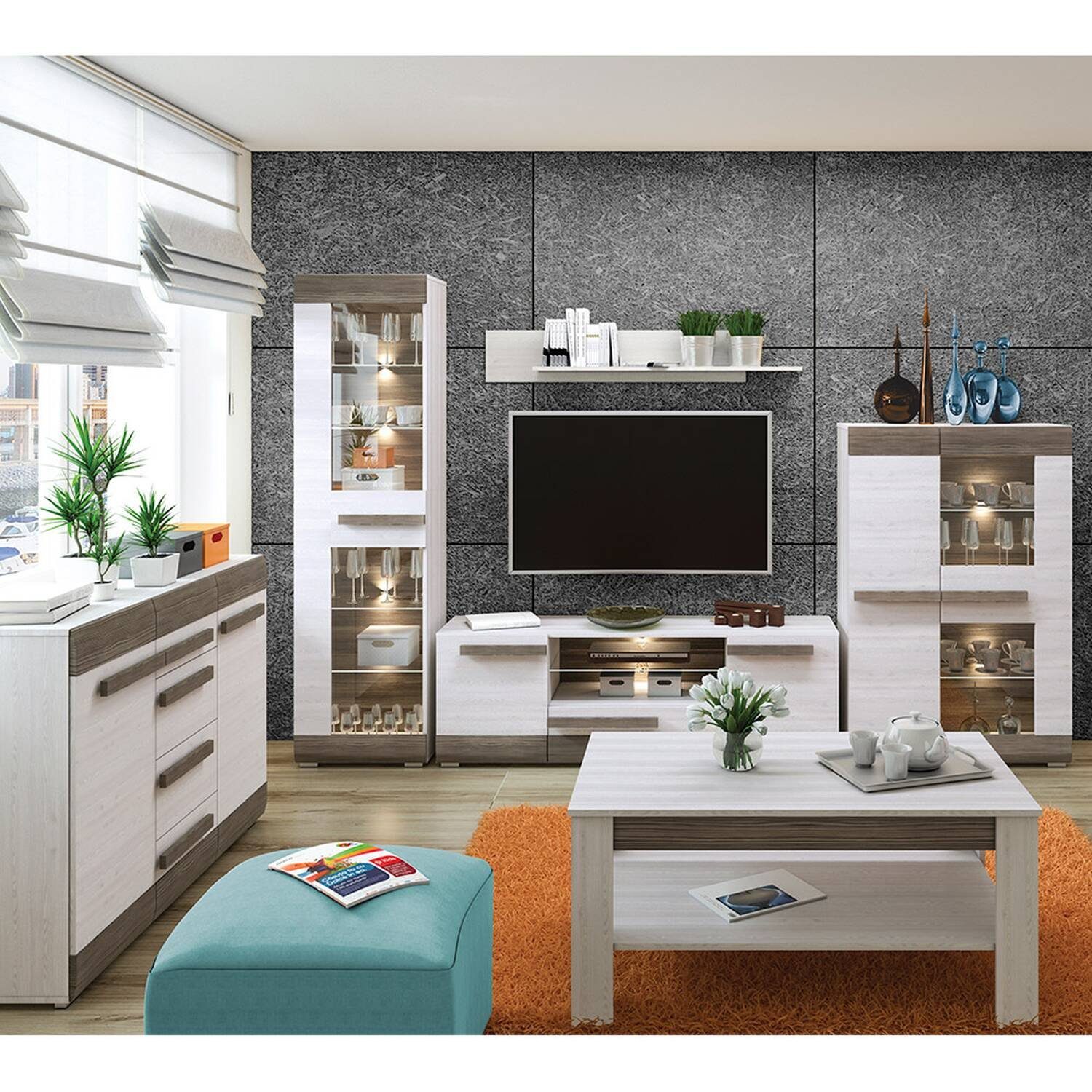 Lomadox Wohnwand »BENEVENTO-131«, (6-St., 6-tlg), Wohnmöbel Set in