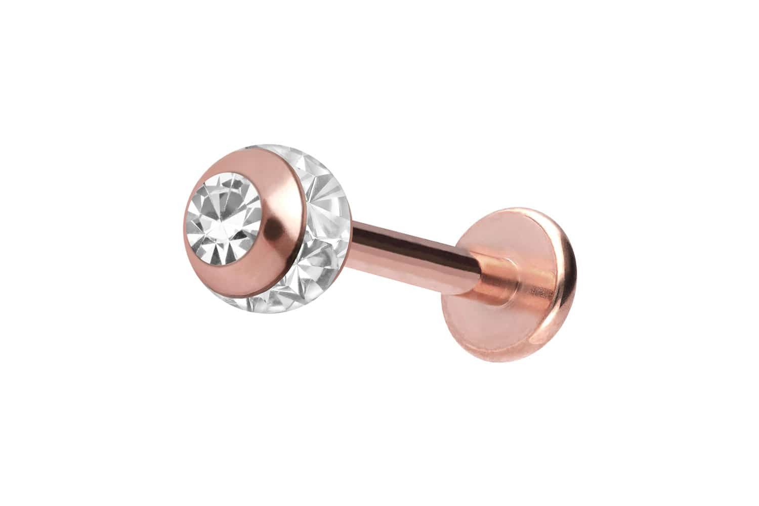 PIERCINGLINE Piercing-Set Chirurgenstahl Labret EPOXY-RING-KUGEL + KRISTALL (Labrets, 1-tlg)