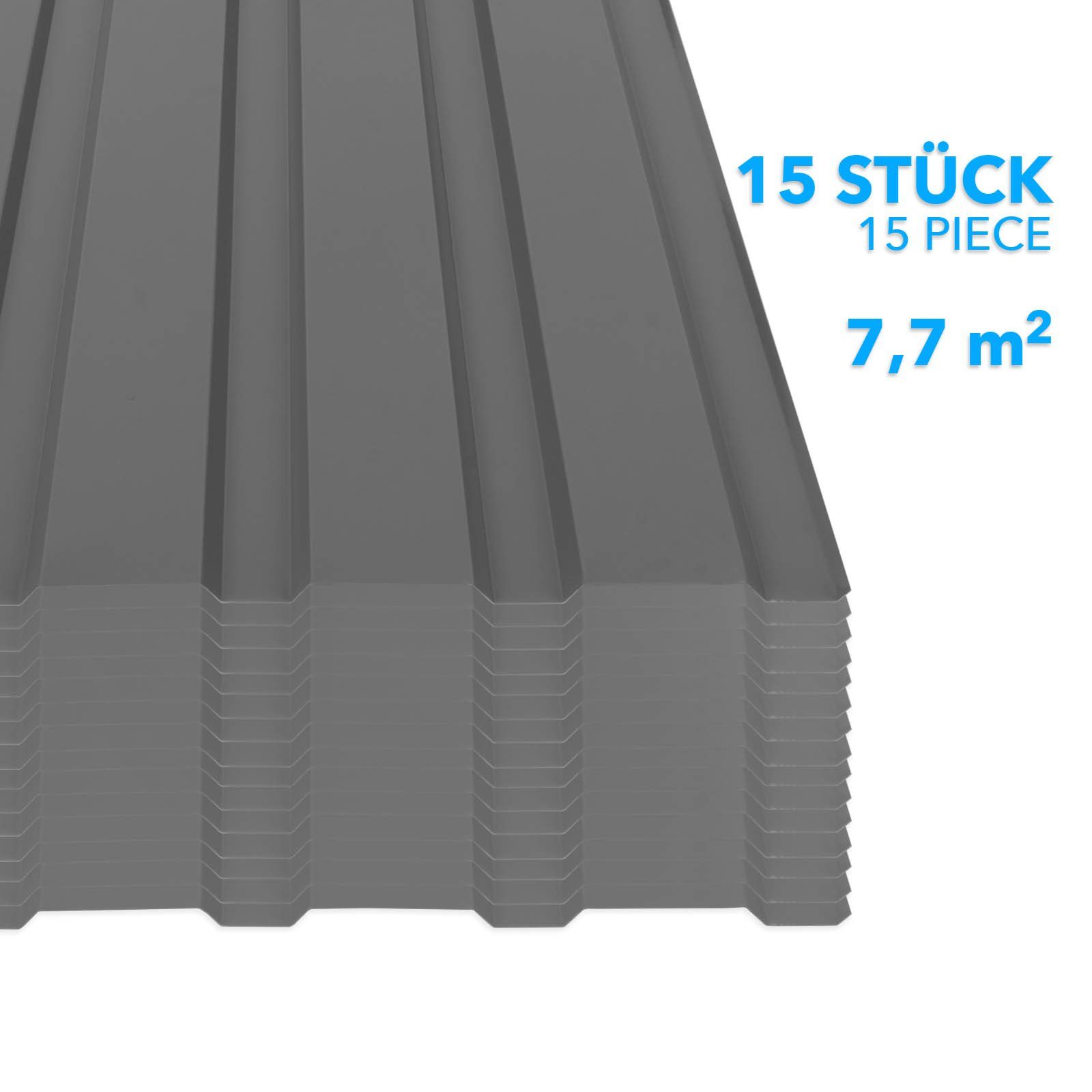 Karat Trapezblech Dachblech 7,7m² inkl Schrauben, Wandblech verzinkt, Profilblech, Blech verzinkt, 1150x450x0,25 mm (Spar-Set 15-St. 115x45 cm) wetterfest für Carport & Gartenhaus, verschiedene Farben