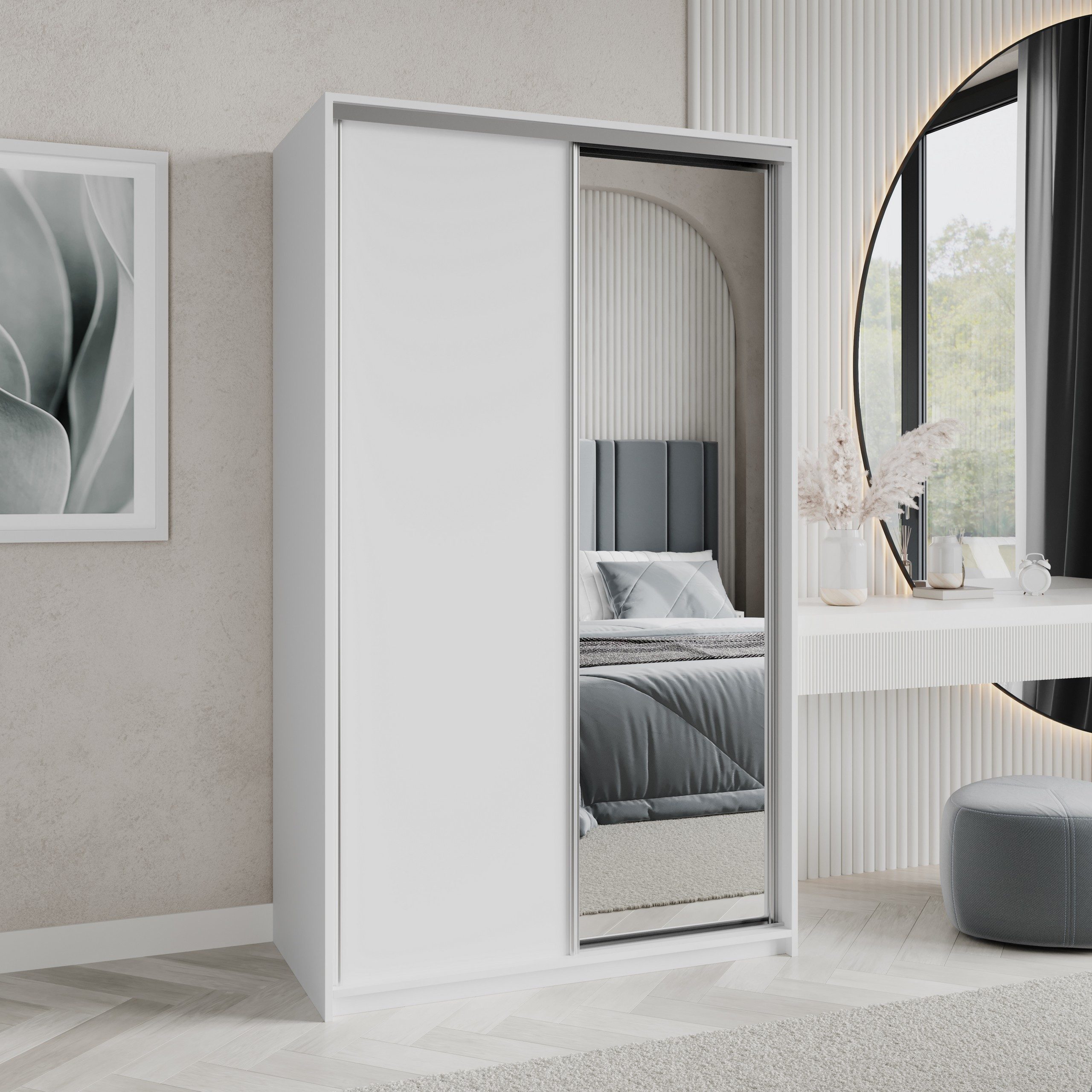 Masseno Schwebetürenschrank TAVI Kleiderschrank mit Spiegel und Schubladen günstig online kaufen