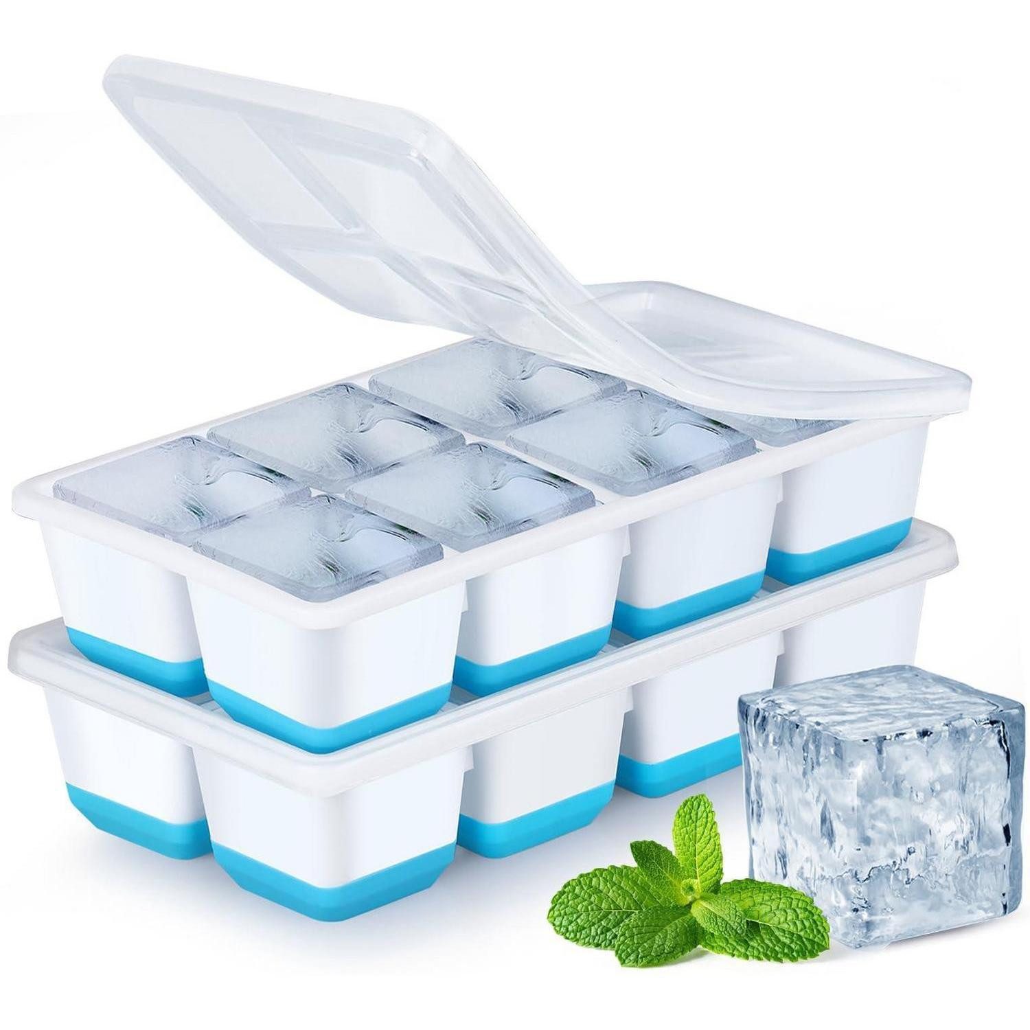 Eiswürfelform Eiswürfelform Silikon 2er Pack Deckel BPA frei LFGB Blau
