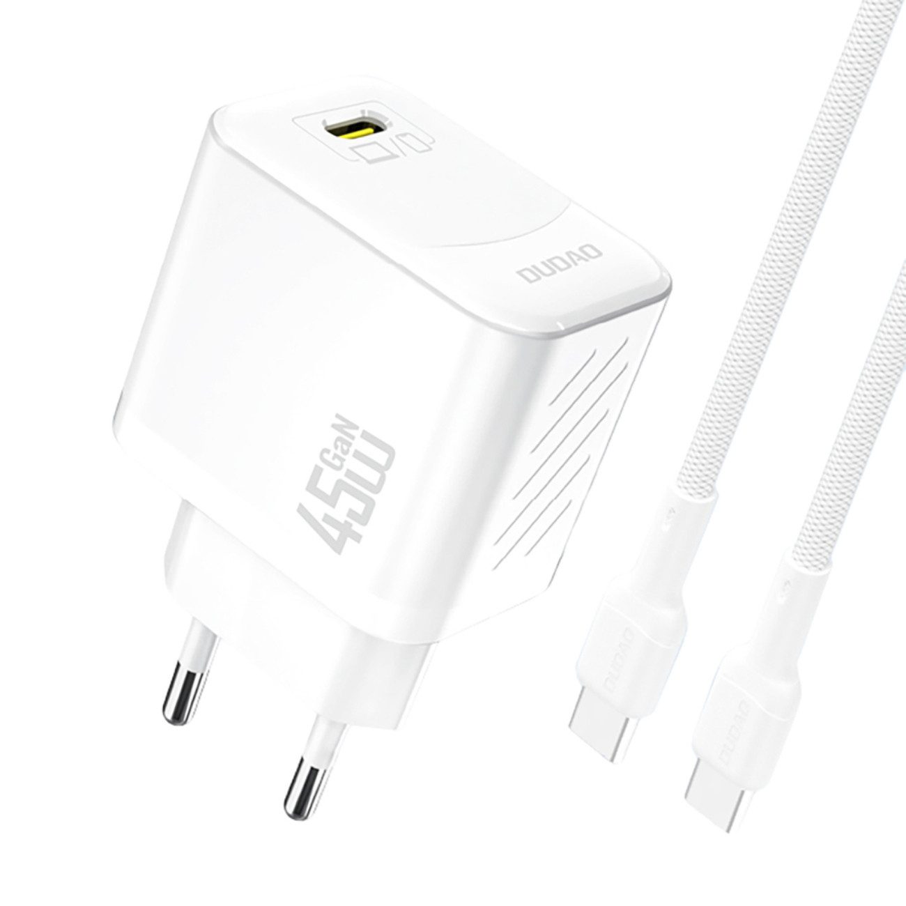 Dudao A28C USB-Ladegerät (3000 mA, Einzelladegerät inkl. USB-C Kabel, 45 W GaN Ladegerät mit USB-C Anschluss)