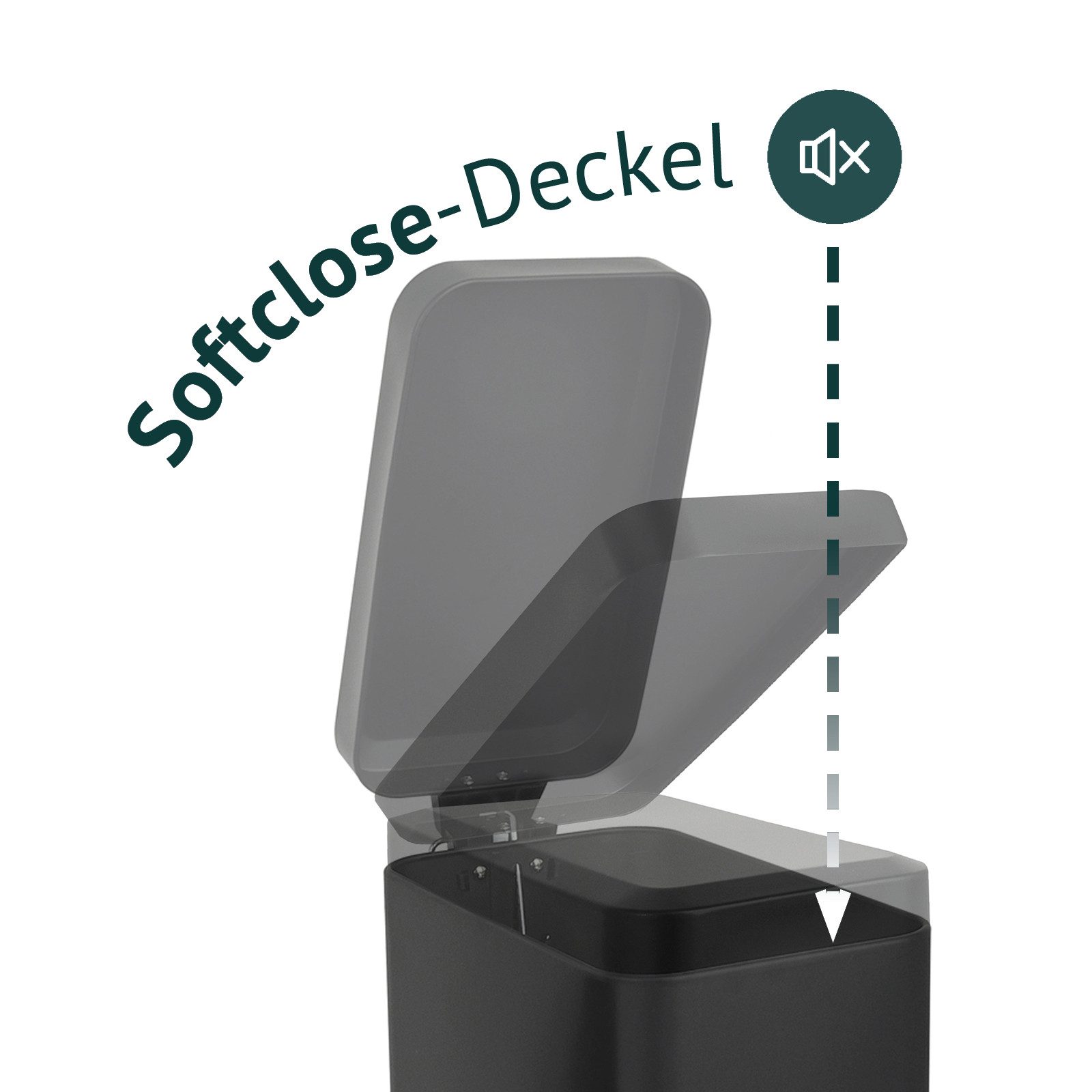 SVITA Mülleimer STM10, Treteimer, Softclose-Funktion, 18L, Pulverbeschichteter Stahl, Schwarz
