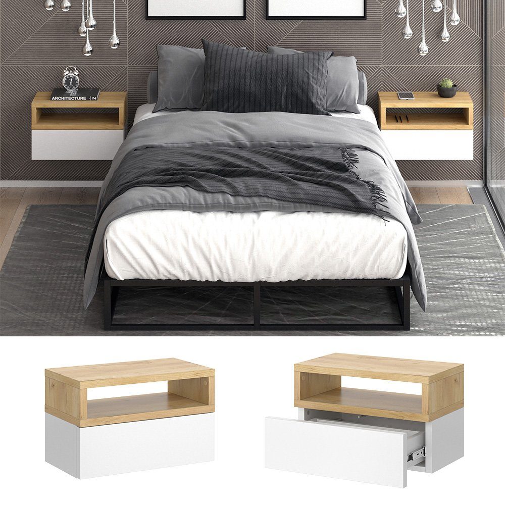 Vicco Nachtschrank Urbano, Goldkraft Eiche/Weiß, 45 günstig online kaufen
