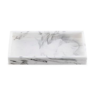 Navaris Dekotablett Tablett für Schmuck und Make-Up Marmoroptik - Deko Tray - weiß (1 St)