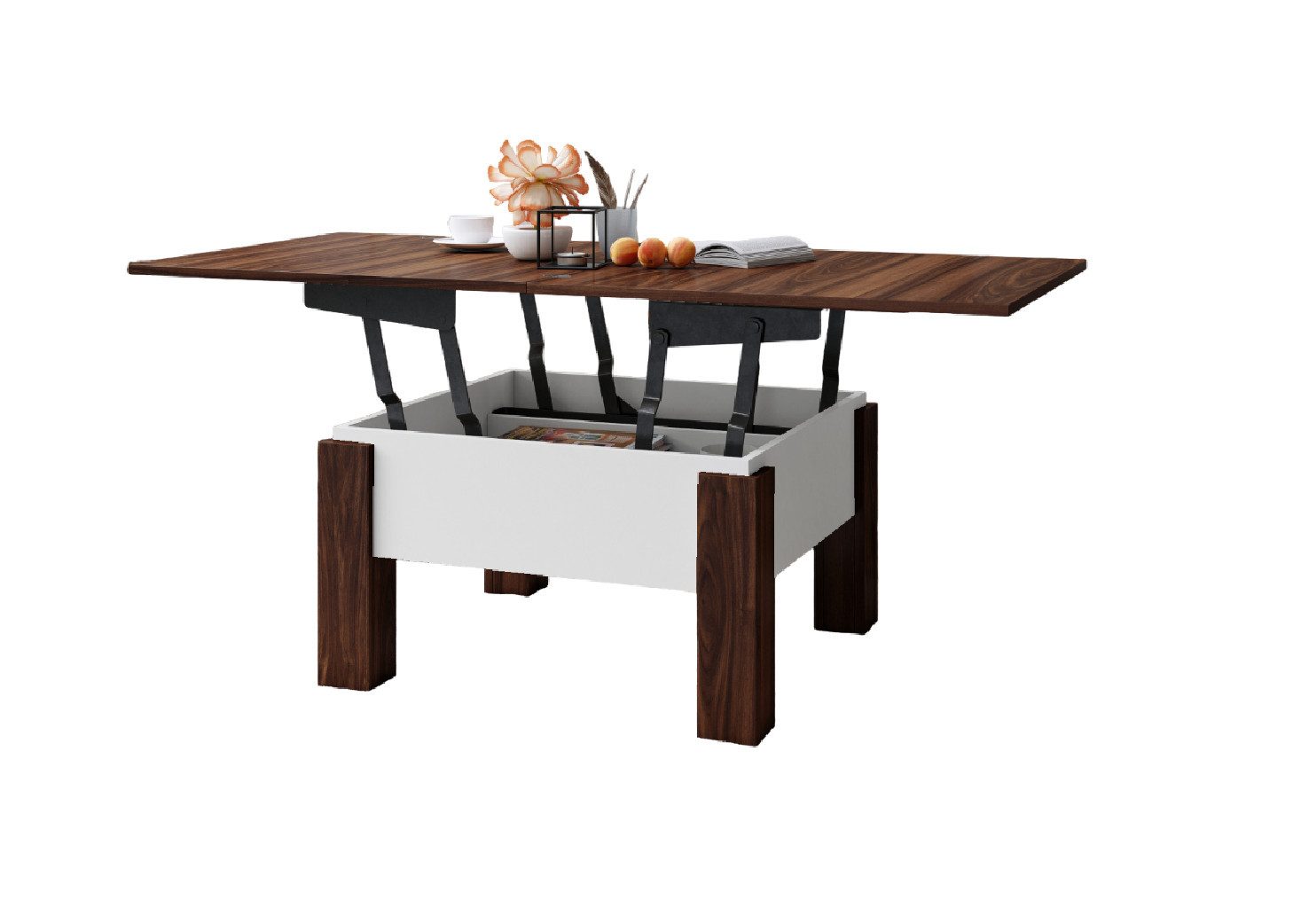 designimpex Couchtisch Design Oslo Tisch höhenverstellbar aufklappbar Esstisch