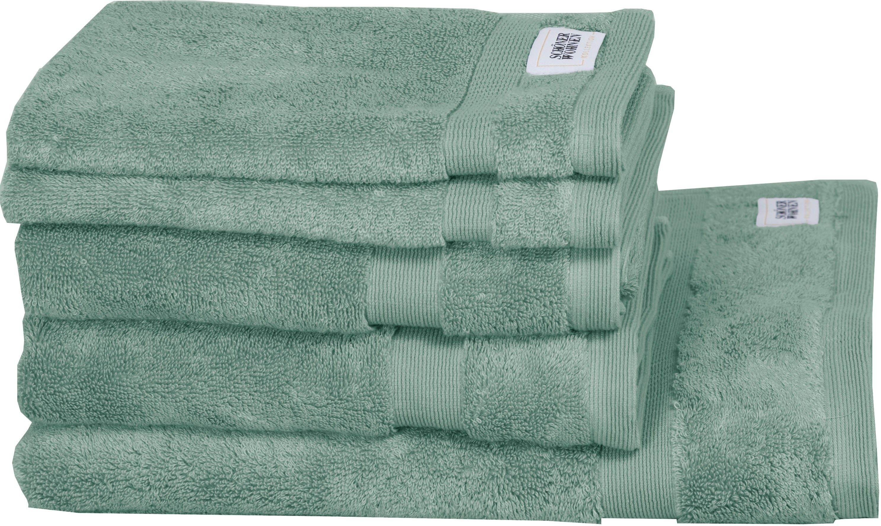 SCHÖNER WOHNEN-Kollektion Handtuch Set Cuddly, Frottier, (Set, 5-tlg), schnell trocknende Airtouch-Qualität salbei | Handtuch-Sets