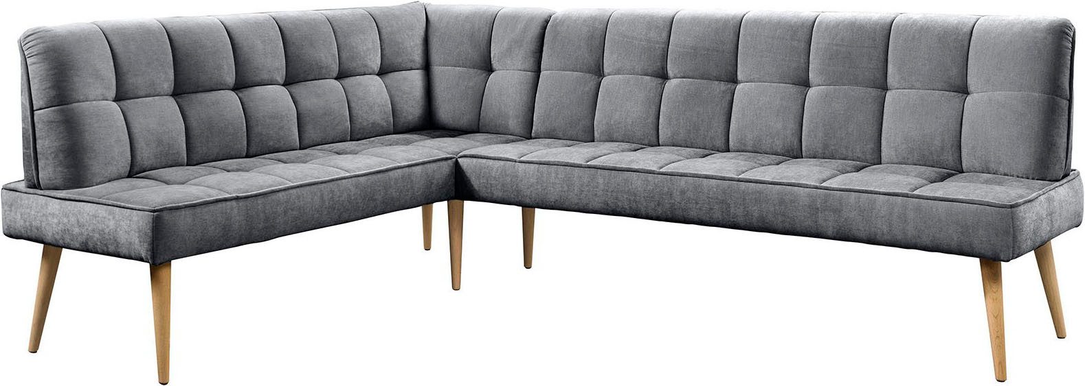 exxpo - sofa fashion Eckbank Latte, moderne Sitz- und Rückensteppung, bequem und elegant, hoher Holzfuß