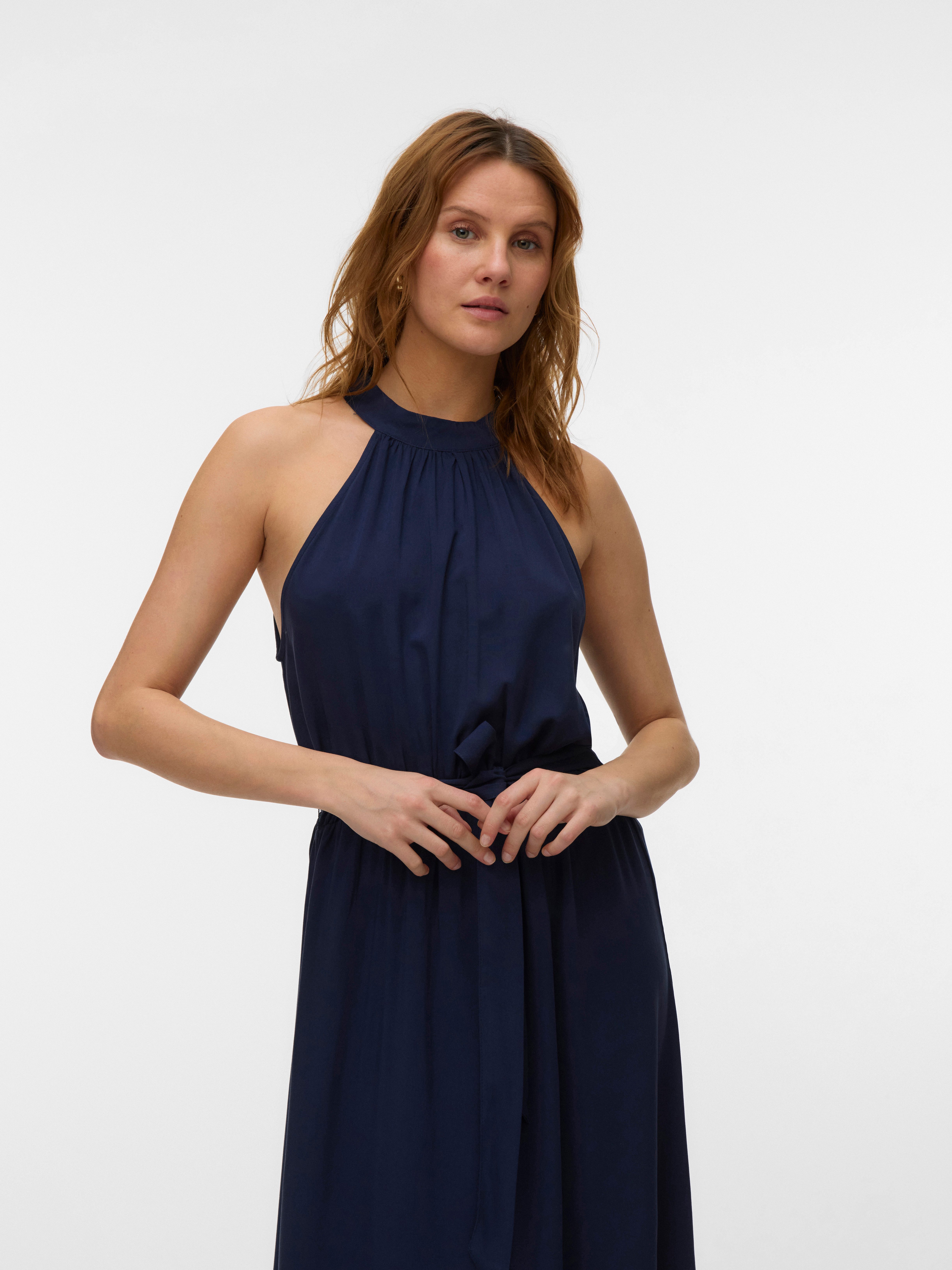 Vero Moda Maxikleid VMEASY JOY S/L LONG HALTERNECK DRESS WVN Viskose