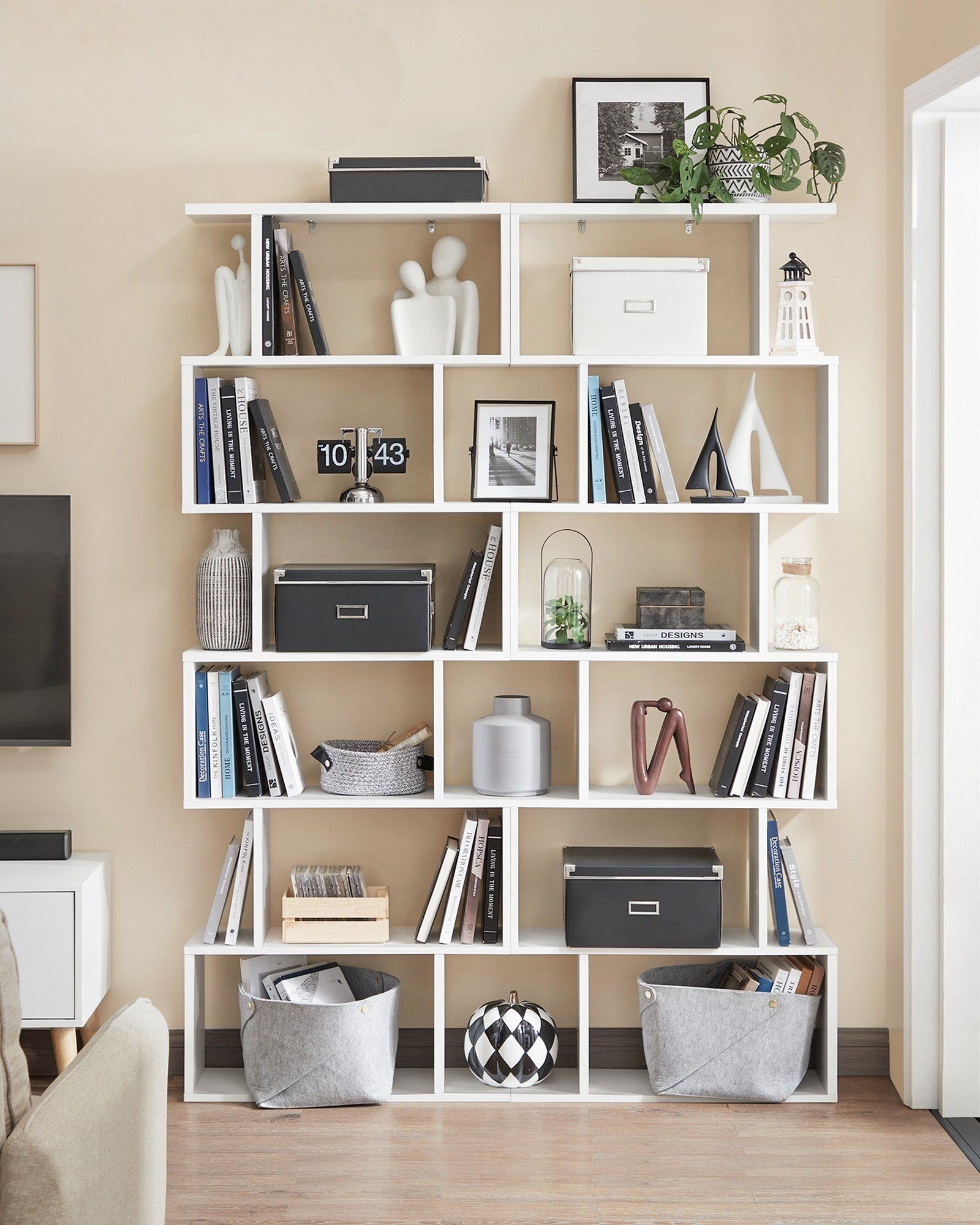 VASAGLE Bücherregal 2er Set Standregal mit 6 Ebenen, 1-tlg., Wohnzimmer Schlafzimmer Büro, freistehend, modern, zur Präsentation – Bild 3 von 5