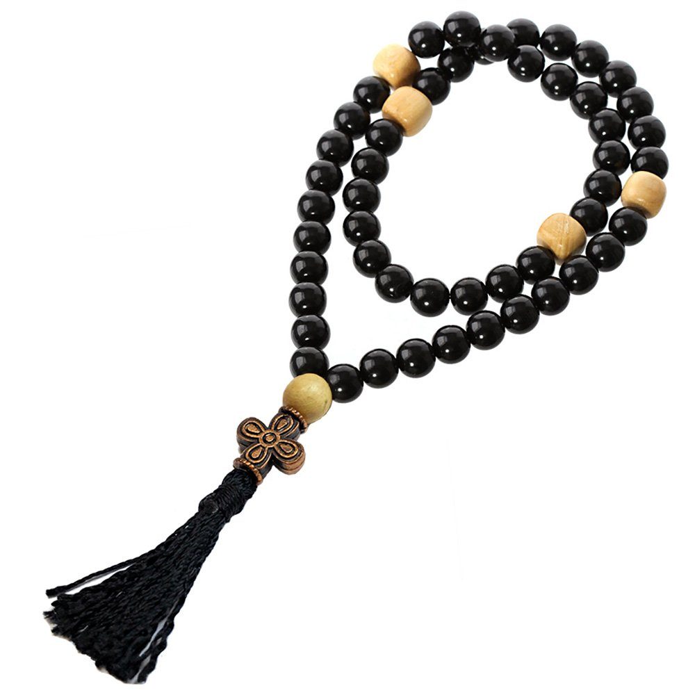 NKlaus Armkette 2x Rosenkranz Gagat 50 Kugel Handarbeit Gebetskette Schwarz günstig online kaufen