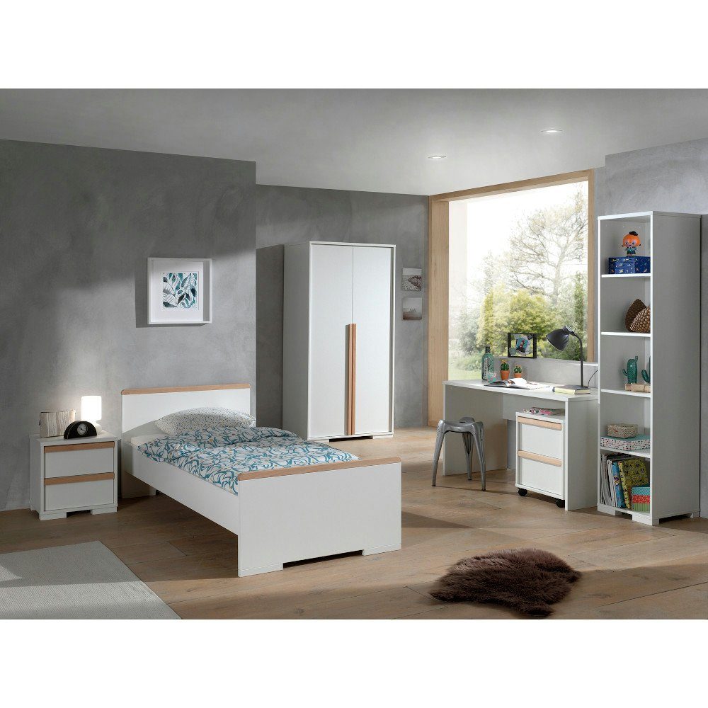 Kindermöbel 24 Komplettschlafzimmer Weiß Kinderzimmer Vipack Ira 6-tlg., (6-tlg)