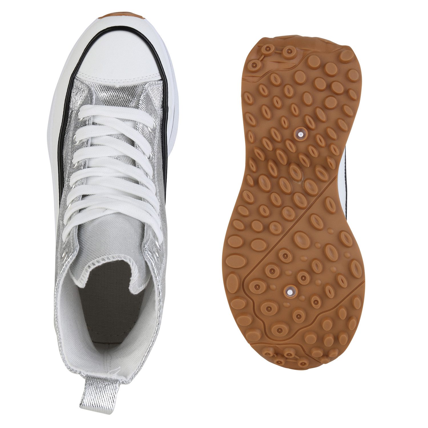 VAN HILL 841393 Plateausneaker Damen Plateau Sneaker Schnürer Profil-Sohle günstig online kaufen