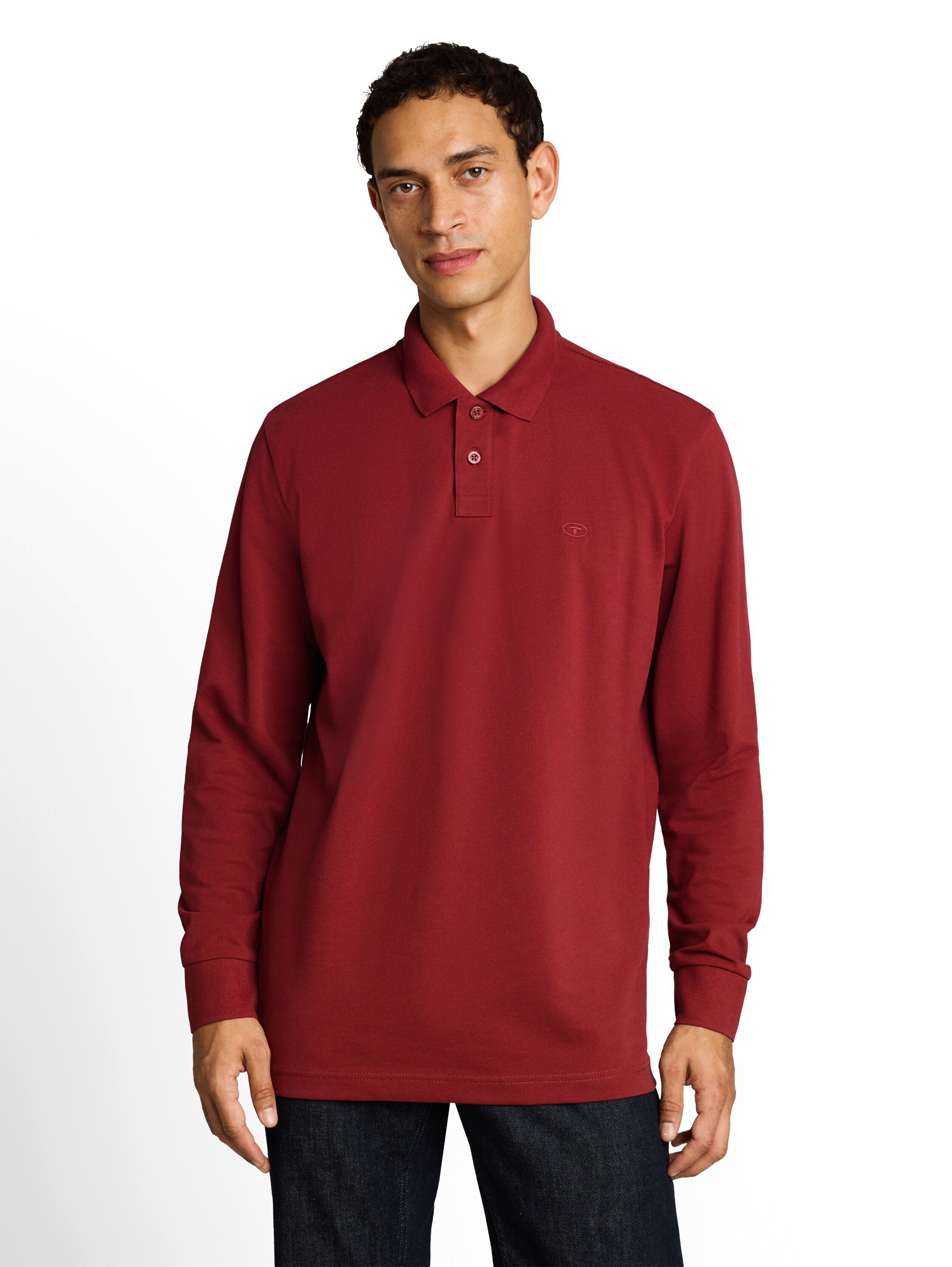 TOM TAILOR Langarm-Poloshirt mit Logo-Stickerei
