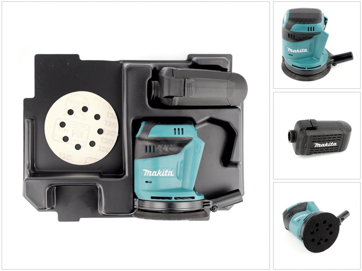 Makita Exzenterschleifer DBO 180 ZE Akku Exzenterschleifer 18 V 125 mm + Einlage für Makpac