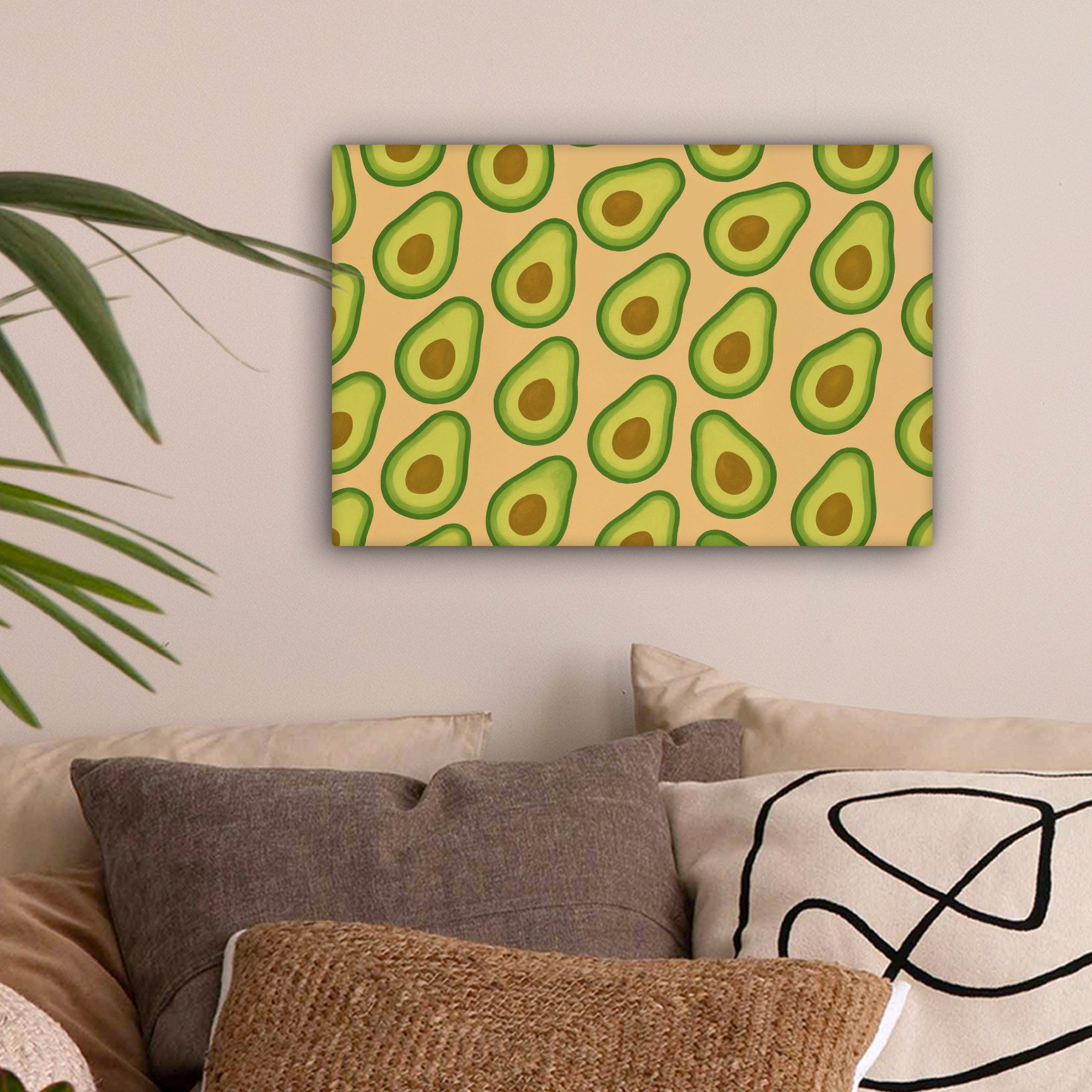 OneMillionCanvasses® Leinwandbild Avocado - Muster - Grün - Kern, Fotodruck günstig online kaufen