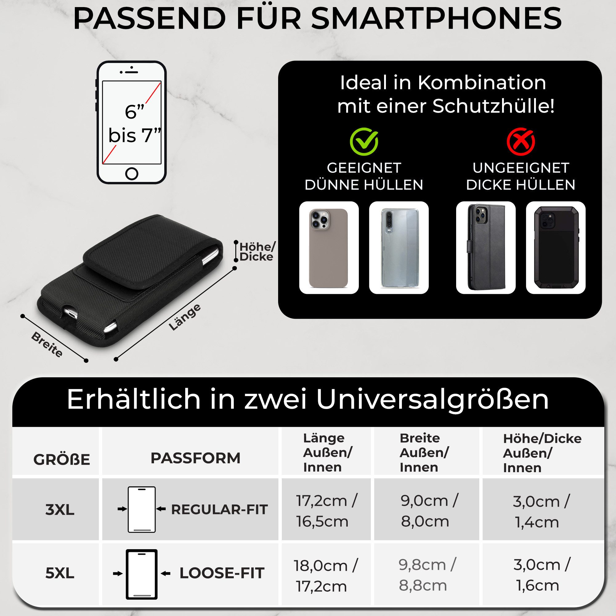 XiRRiX Gürteltasche Handy - Handytasche Gürtel - Hipbag vertikal universal günstig online kaufen