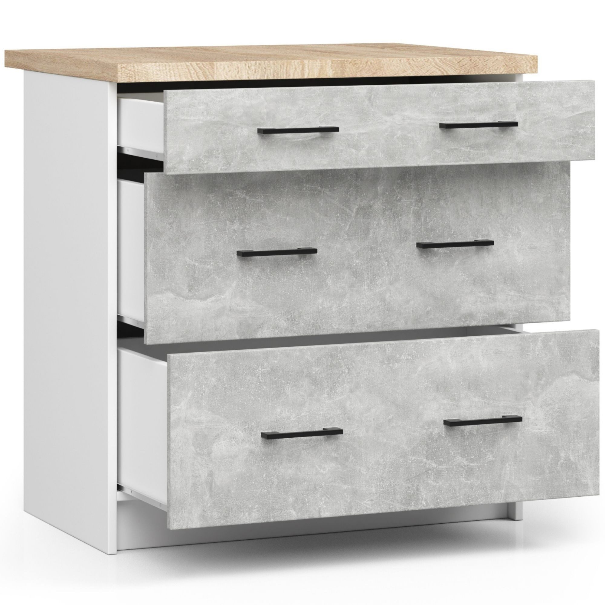 Raumhirsch Furniture Unterschrank Moderner Küchenunterschrank - 3 Schubladen - Küchenmodul (viele Farbvarianten, Maße 60 x 80 x 46 cm) - Hochwertig & stabil