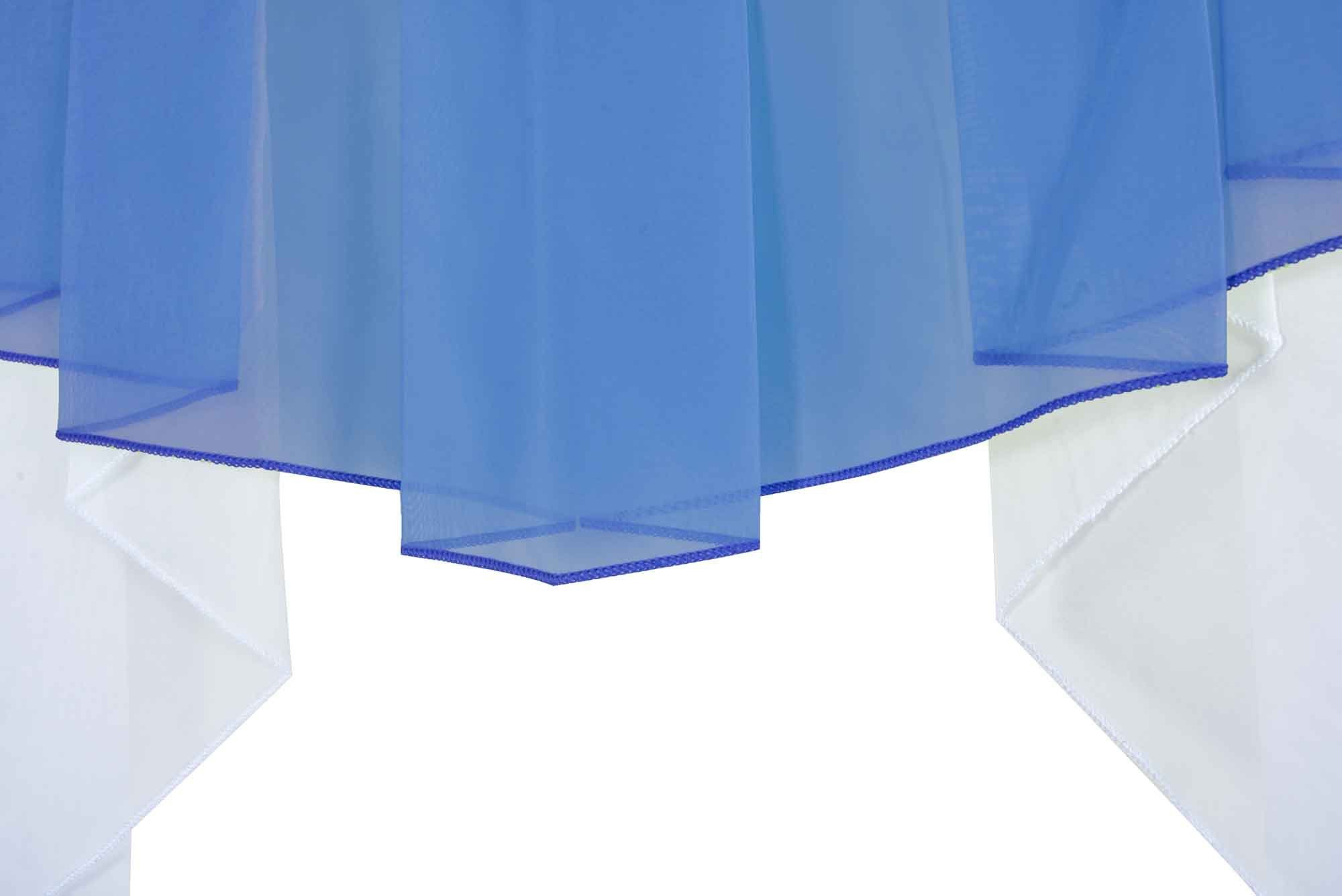 Stangendurchzug, Scheibengardine, transparent, Kurzgardine Voile, Gardinenbox, Universalband Blau M-Bogen