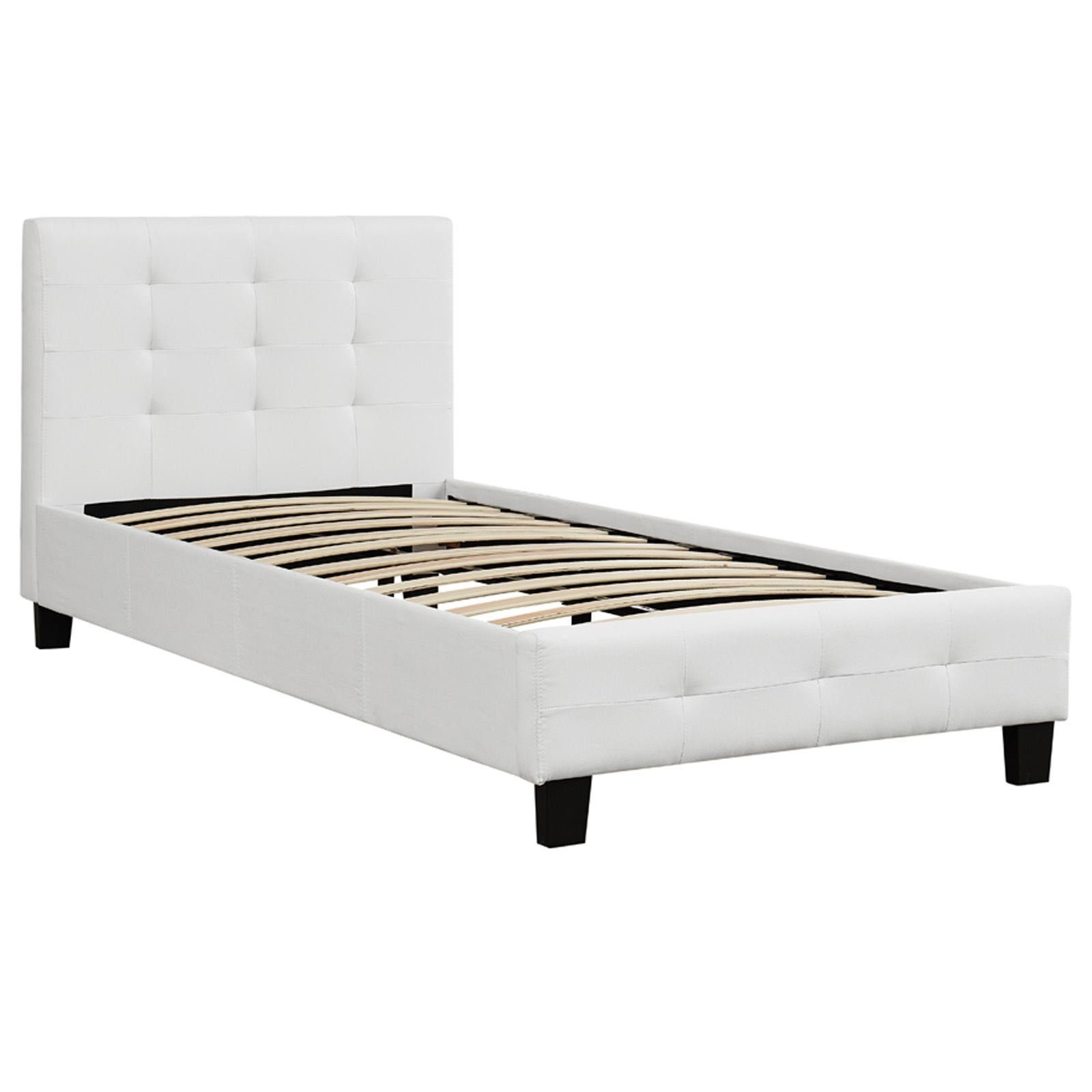 CARO-Möbel Polsterbett OHIO, Einzelbett 90 x 200 cm Bettgestell mit Lattenrost gepolstertes Kopftei