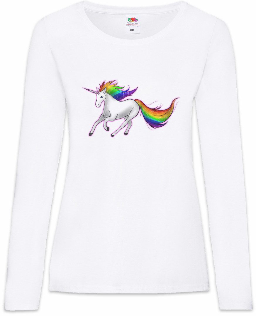 Langarmshirt Unicorn III Damen Langarmshirt Einhorn Comic Anime Regenbogen Rainbow