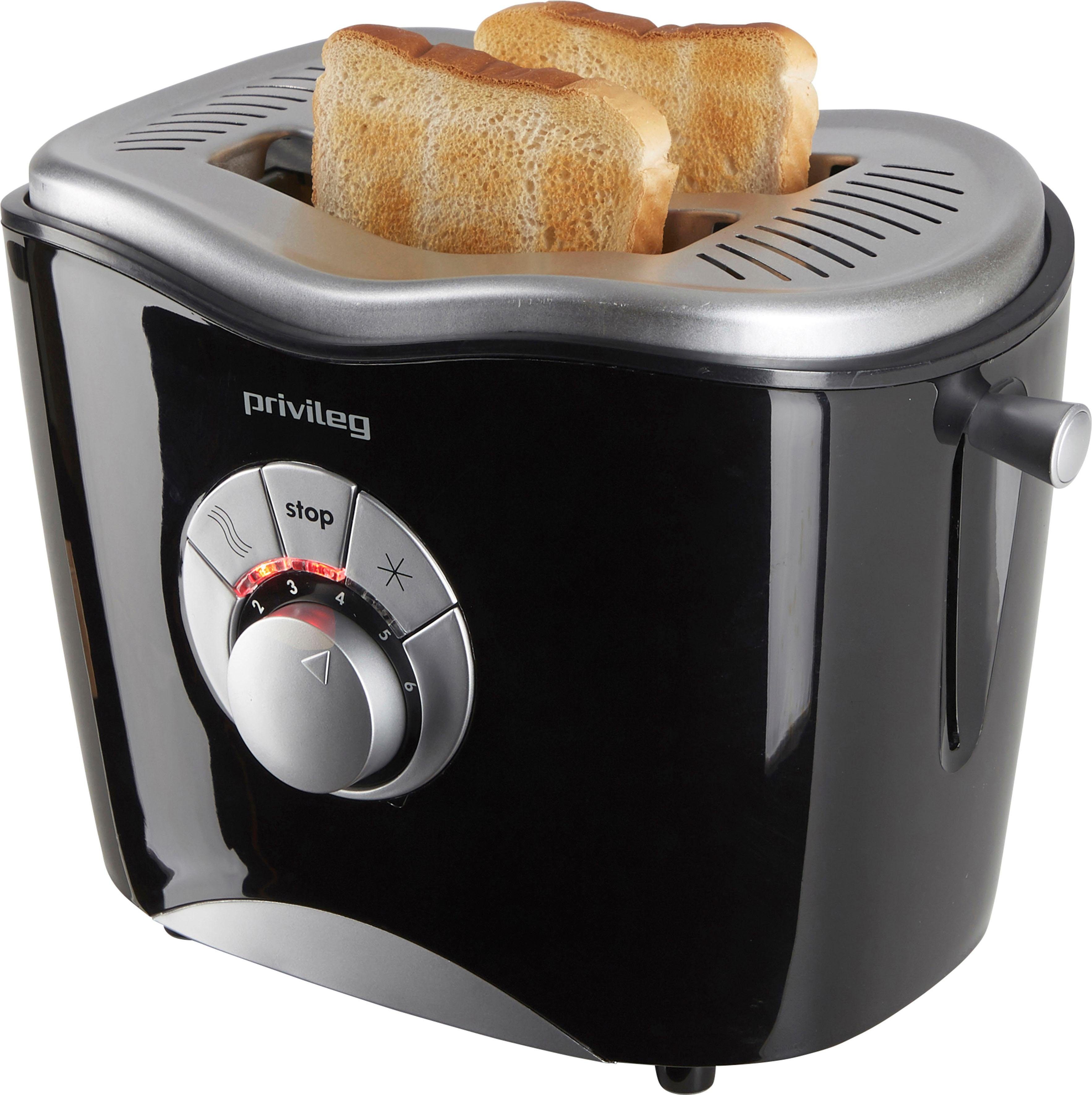 schwarz kurze Toaster für 2 2 Scheiben, Schlitze, Privileg 568811, 860 W,