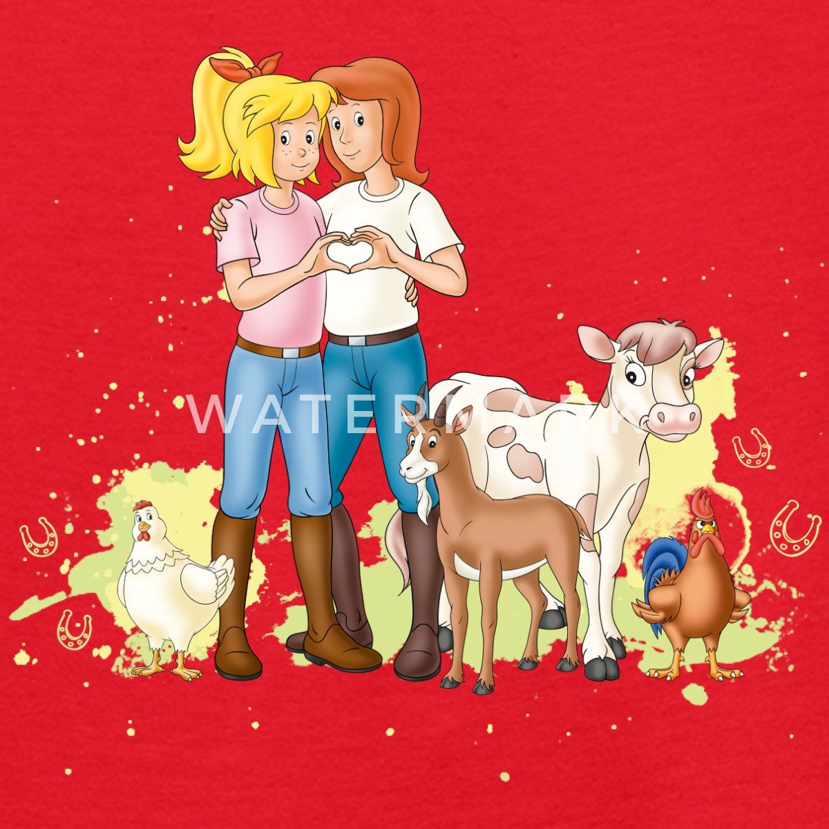 Spreadshirt T-Shirt Bibi Und Tina Freundinnen Hoftiere Teenager T-Shirt (1-tlg)