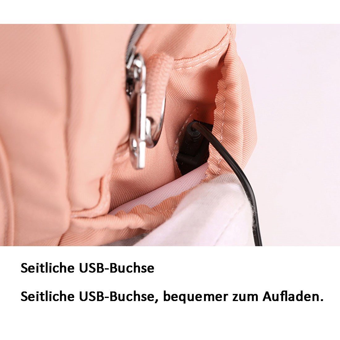 DÖRÖY Cityrucksack reisen Grau USB-Ladung Umhängetasche, Frauen Rucksack Mumien-Tasche