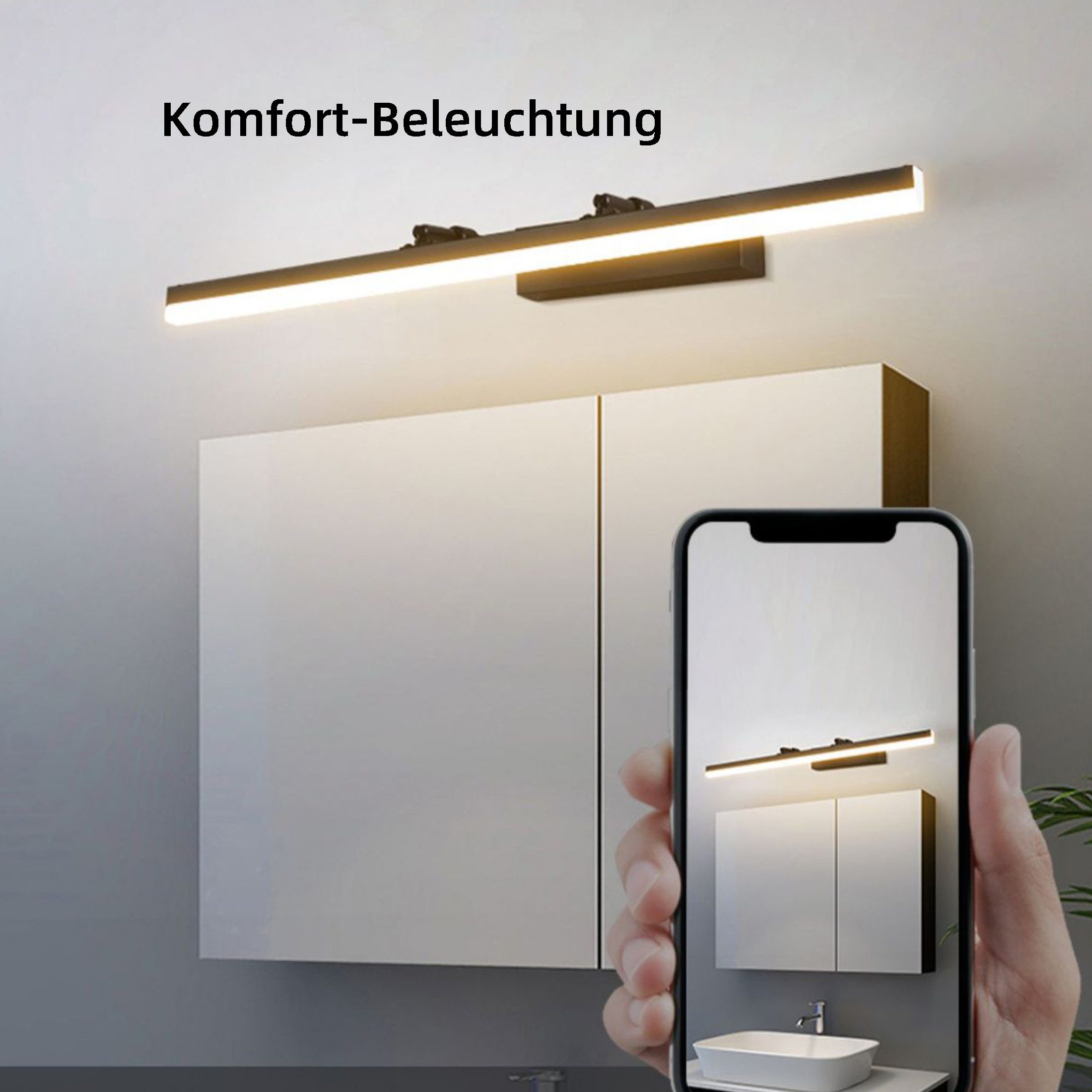 YINDN Spiegelleuchte 60cm LED Spiegellampe Bad, günstig online kaufen
