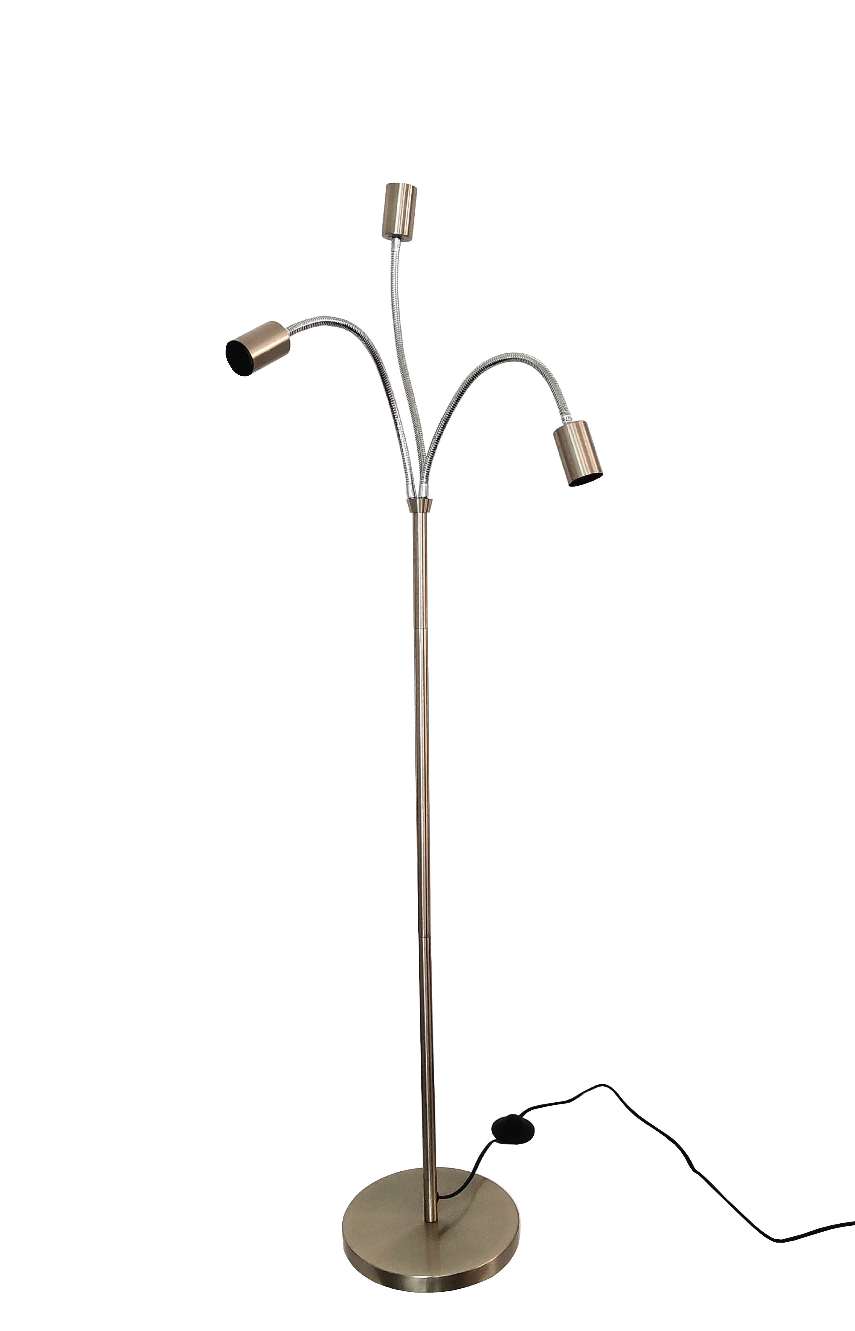 TRANGO Stehlampe, 3-flammig Stehleuchte 1531 *EARTH* in Edelstahl-Optik mit günstig online kaufen