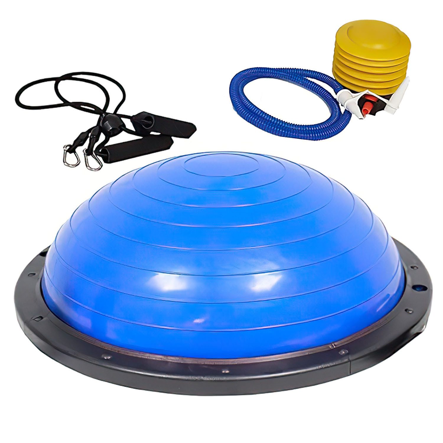 SURFOU Balanceboard Balance Ball Yoga Gleichgewichtstrainer 46cm bis 150 KG belastbar, AntiRutsch Halbkugel Halbball mit Pumpe und 2 Fitnessbändern