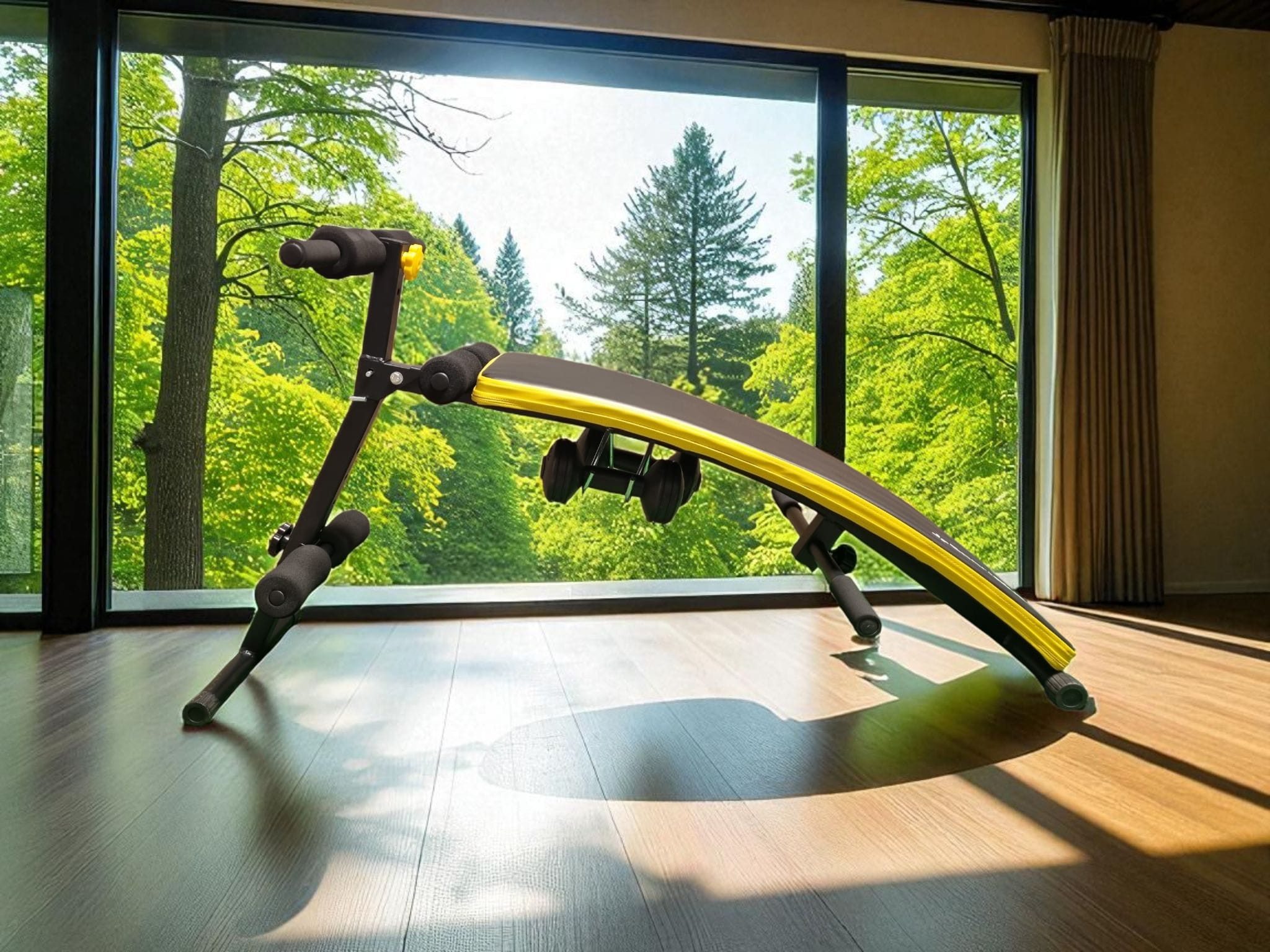 SportPlus Bauchtrainer Sit Up Bank + 2x1,5 kg Gewichte (Metallgestell, Training für Obere, untere sowie der seitlichen Bauchmuskeln), für Bauch, Rücken, Schulter, Ärmer, Oberschenkel und Po