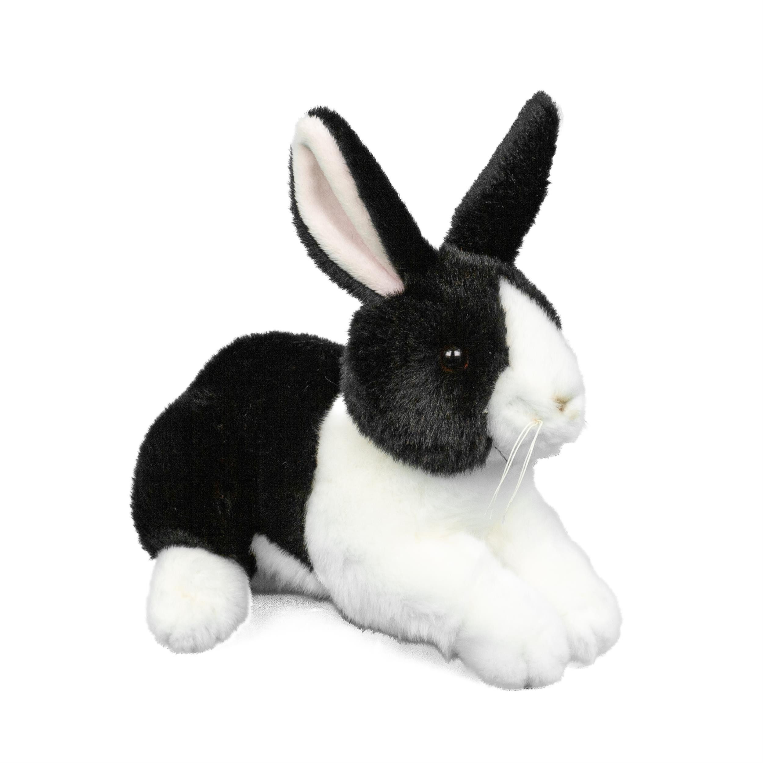 Teddys Rothenburg Kuscheltier Hase liegend schwarz/weiß 25 cm Plüschhase Stofftier (Plüschtier, Stoffhase)