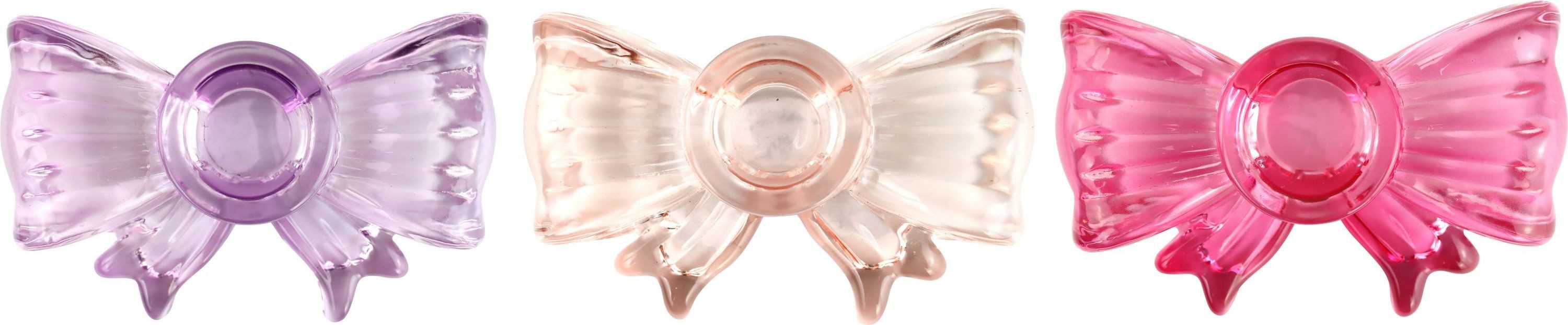 FURNARO Kerzenleuchter Glow Bow (3 St., Set), 3-teilig, rosa, Glas, 10 x 7 x 3 cm