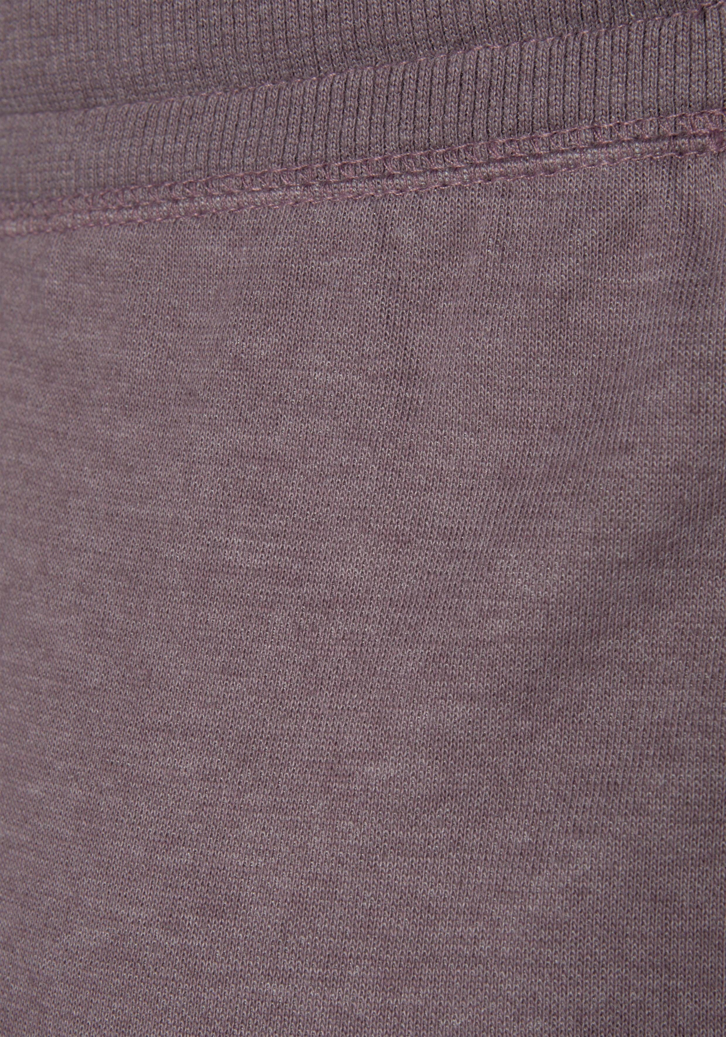 Bermudas -kurze und seitlichen mit aufgeschlagenen mauve-meliert Taschen Sweathose Beinsäumen Loungewear Bench.