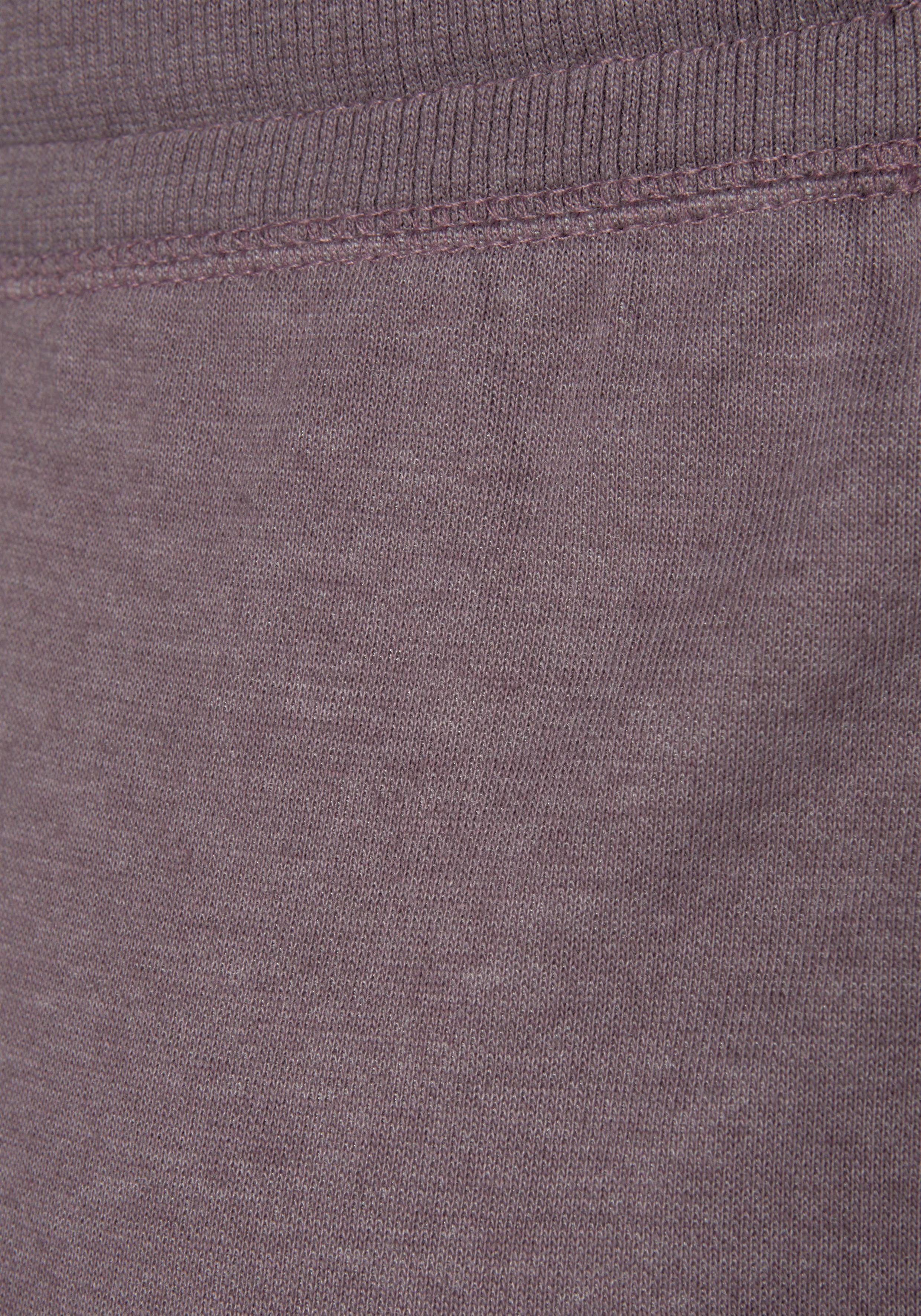 aufgeschlagenen Beinsäumen -kurze und Loungewear seitlichen Sweathose Bermudas mit mauve-meliert Taschen Bench.