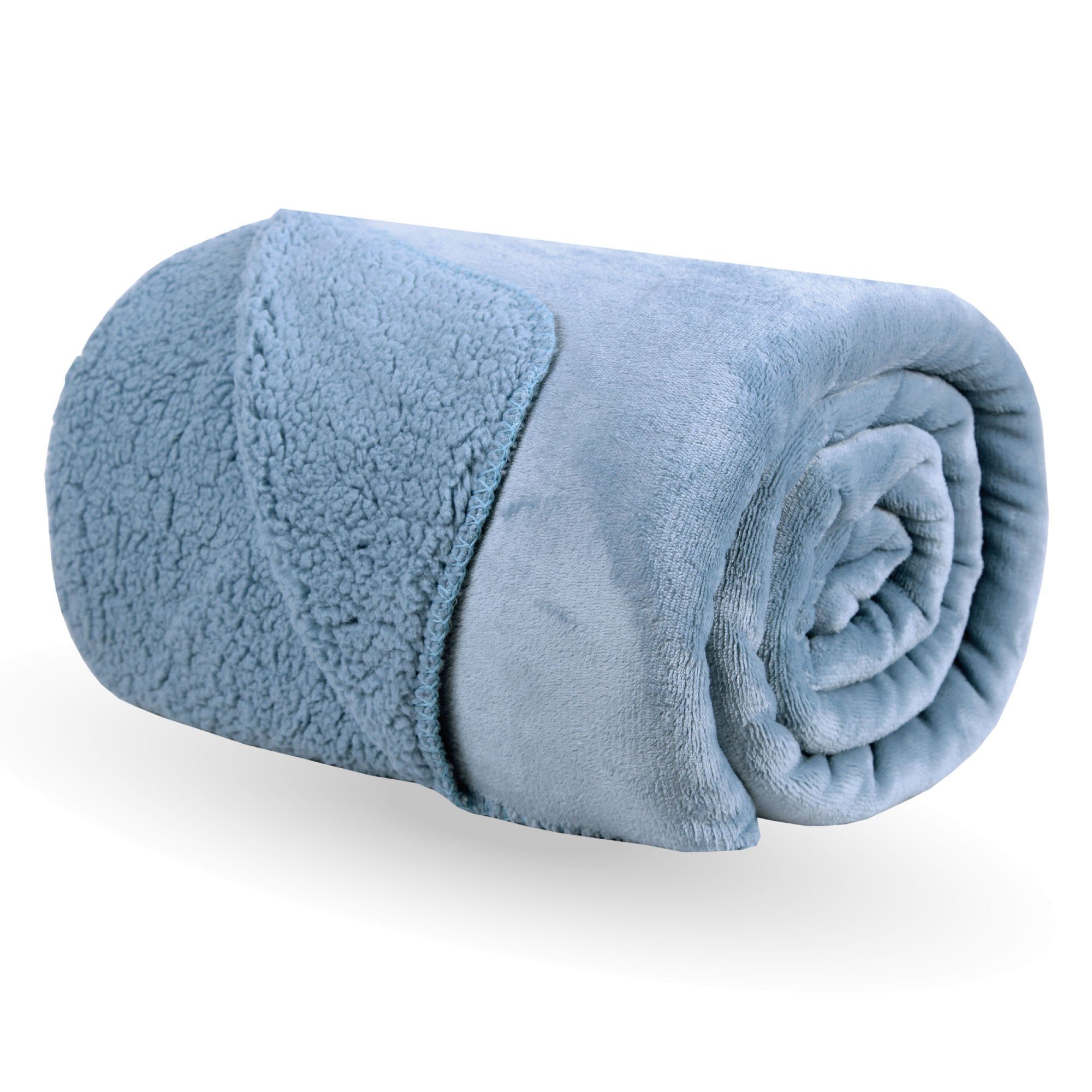 Wohndecke "Teddy Fleece" Wendedecke mit 2 Seiten, Bestlivings, 150x200cm, weiches Flanell, flauschiges Sherpa-Fleece, dichter Stoff