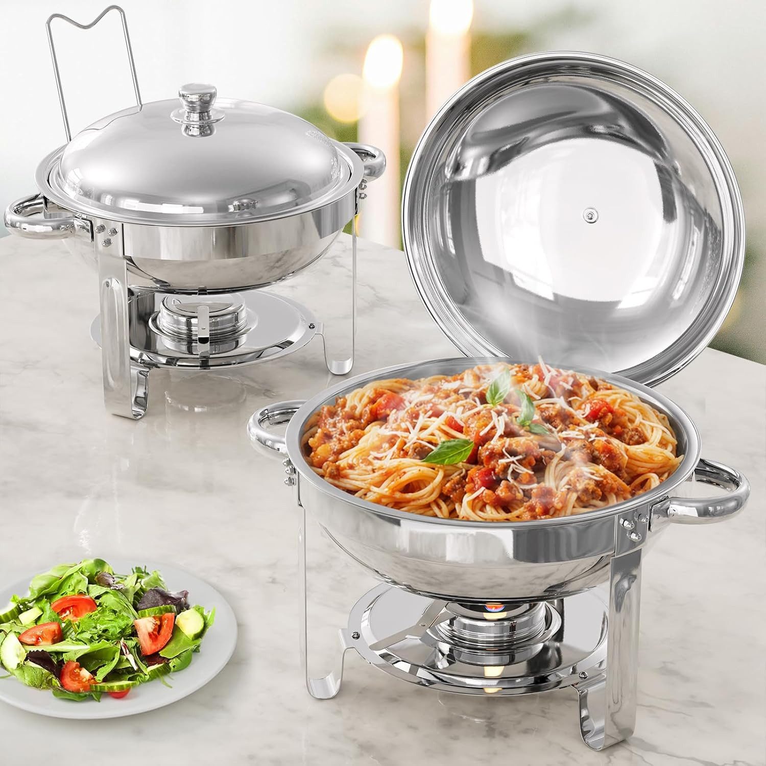 TLGREEN Speisenwärmer Edelstahl 5 Liter – Suppenwärmer & Warmhaltebehälter, (Rostfrei, Mit Deckelhalter & Rutschfestem Griff, 2-tlg), für Catering, Buffet, Camping, Weihnachtsfeier