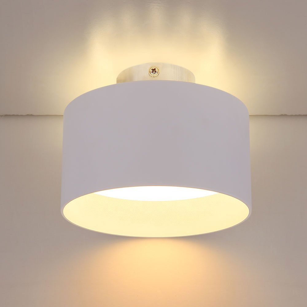 etc-shop LED Deckenleuchte, LED-Leuchtmittel fest verbaut, Warmweiß, LED Deckenleuchte rund Deckenlampe Wohnzimmer weiß mit Backlight