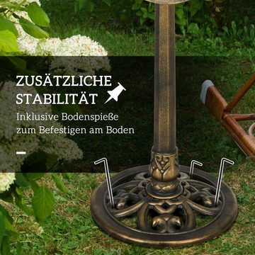 Outsunny Vogeltränke 71 cm Höhe Vogelbad, Vogelbecken mit Lotusblatt-Becken, für Garten, Balkon, Bronze