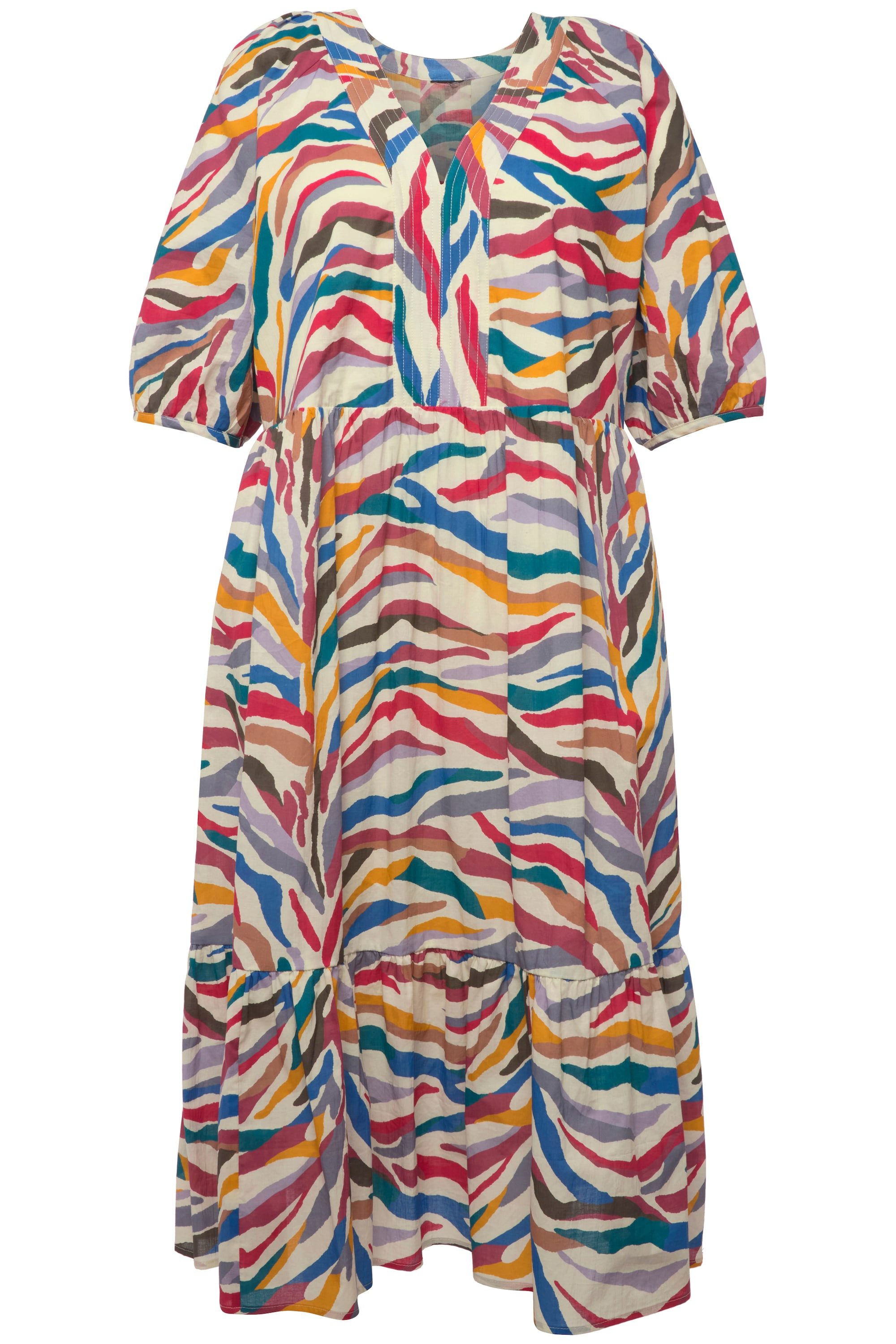 Ulla Popken Jerseykleid Midikleid A-Linie V-Ausschnitt günstig online kaufen