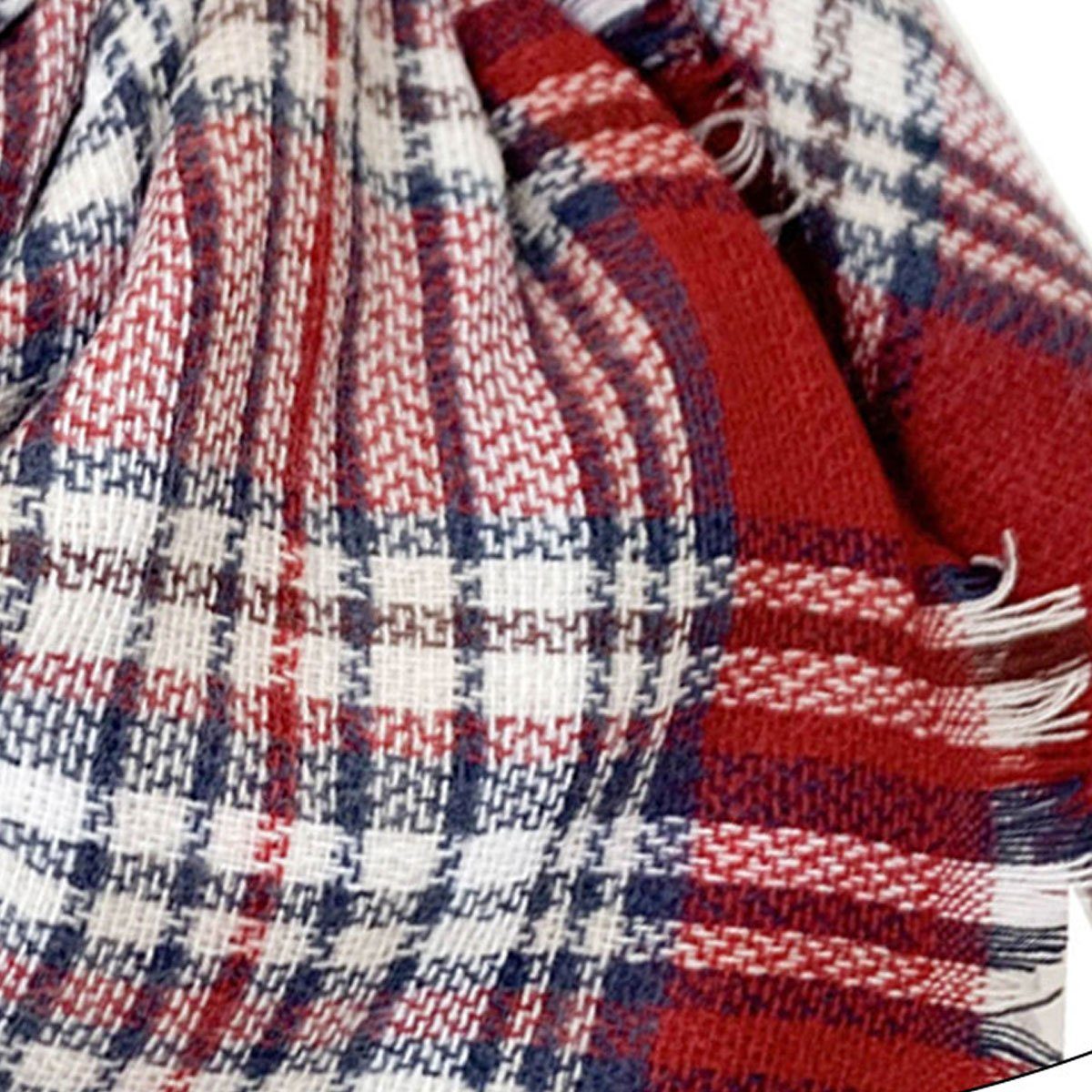 Frauen Winter,Damen-Schals,Für Schal für Modeschal kariert den weiß Warmer rot Jormftte Datum Damen Karierter