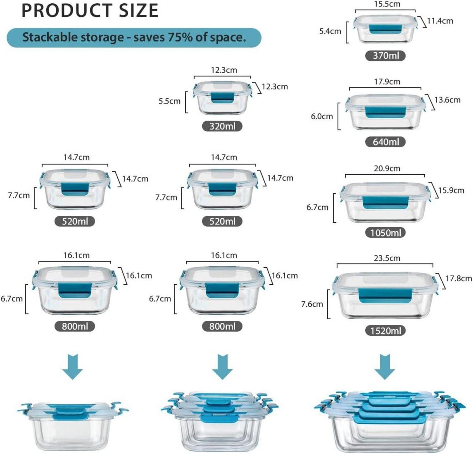 LuxusKollektion Aufbewahrungsdose Glas-Frischhaltedosen Set Meal Prep günstig online kaufen