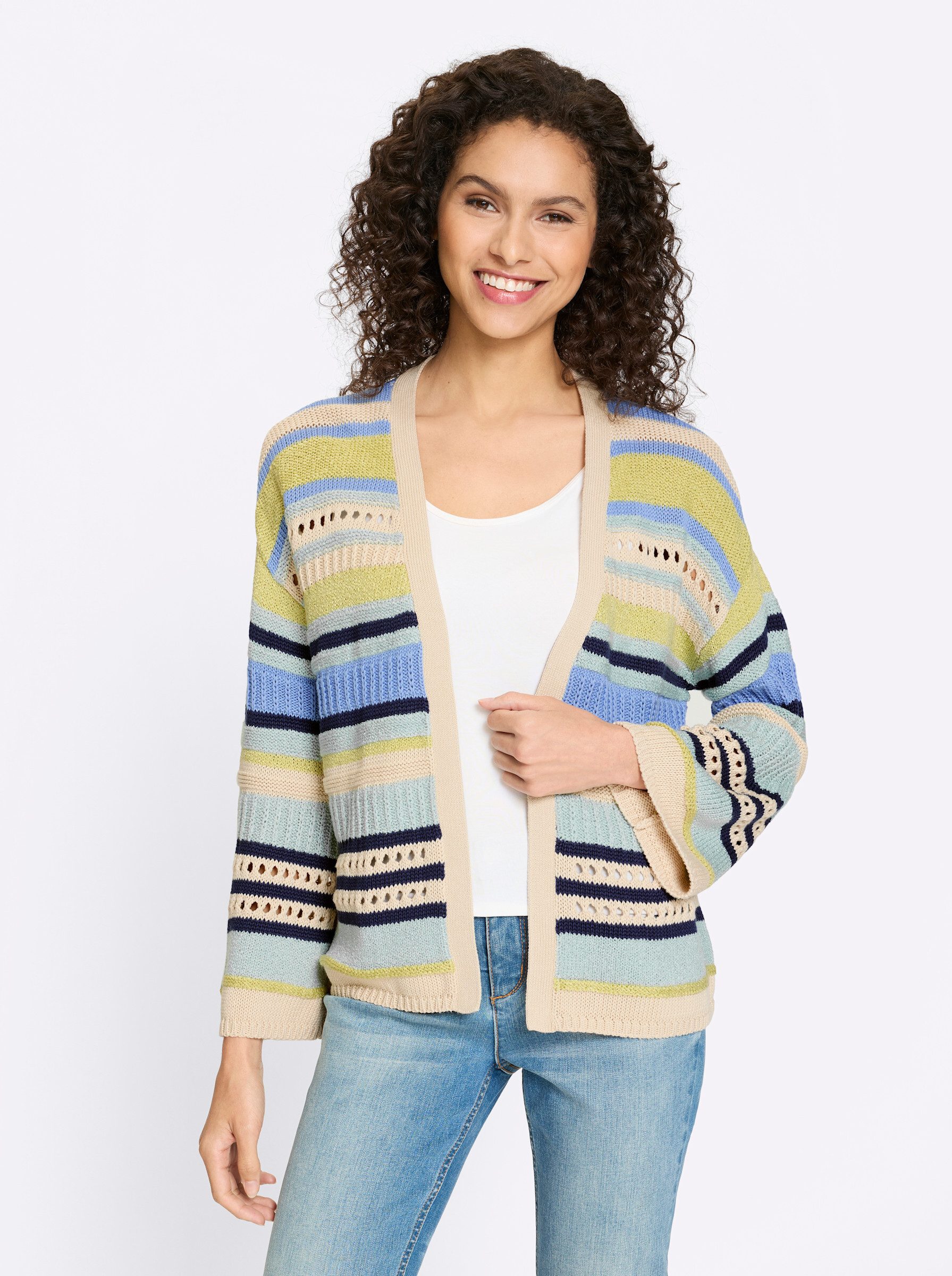 heine Strickjacke Strickjacke Langarm Ajour