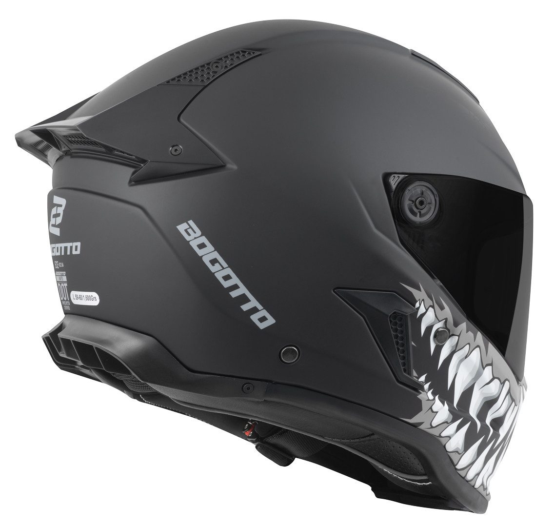 Bogotto Motorradhelm Rapto Jaws Helm, vorbereitet für Kommunikationssystem