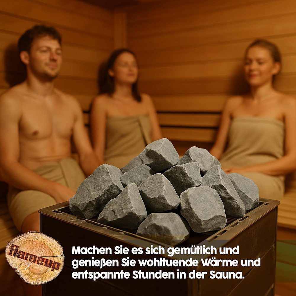 Flameup Saunasteine Saunasteine 20 kg 80 - 120 mm Aufgusssteine Saunaofen Saunazubehör