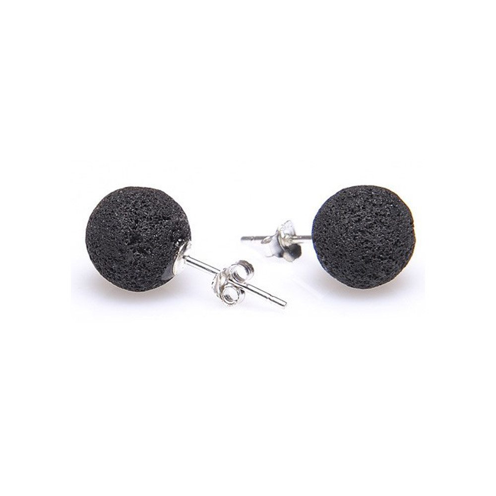 Schmuck Krone Paar Ohrstecker Ohrstecker aus Lava, 10mm, 925 Silber, Silber 925