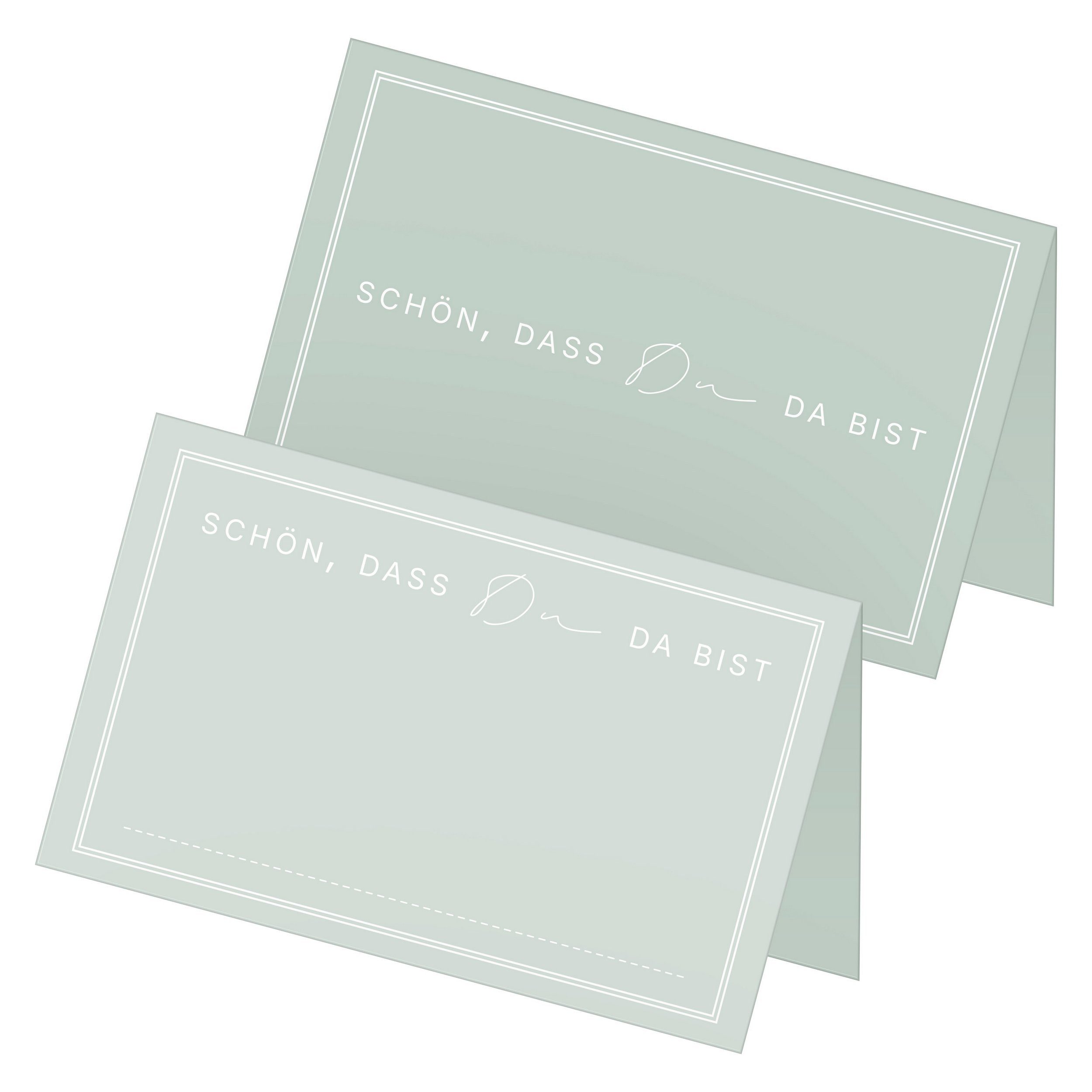 itenga Grußkarten ITENGA 48x Tischkarten Schön dass du da bist V3 eukalyptus grün
